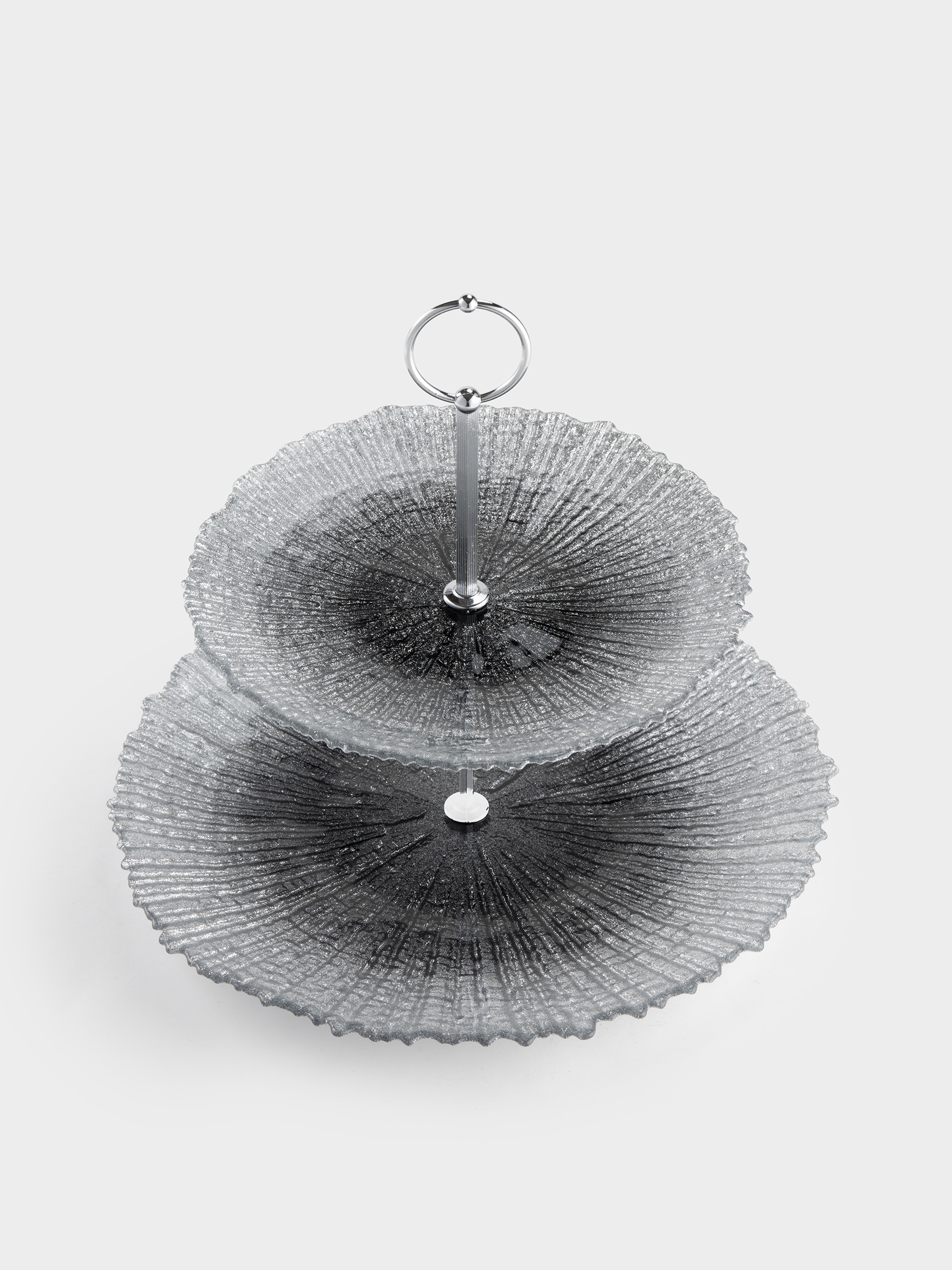 Подставка для пирожных, 21х28/26 см, 2 яруса, стекло/металл, серебристо-серая, Avila