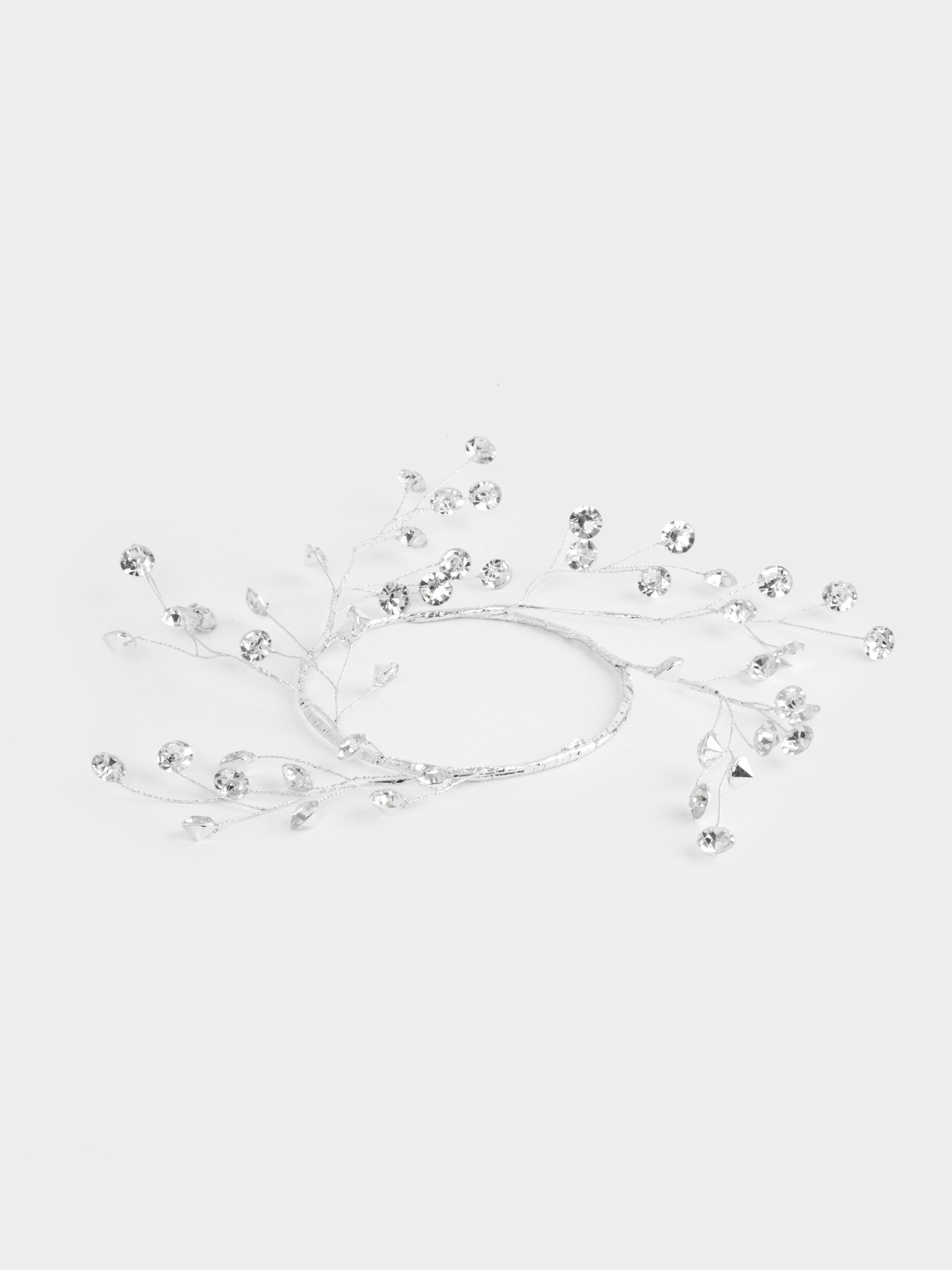 Венок декоративный, 10х20 см, для чайной свечи, акрил/металл, серебристый, Кристаллы, Event