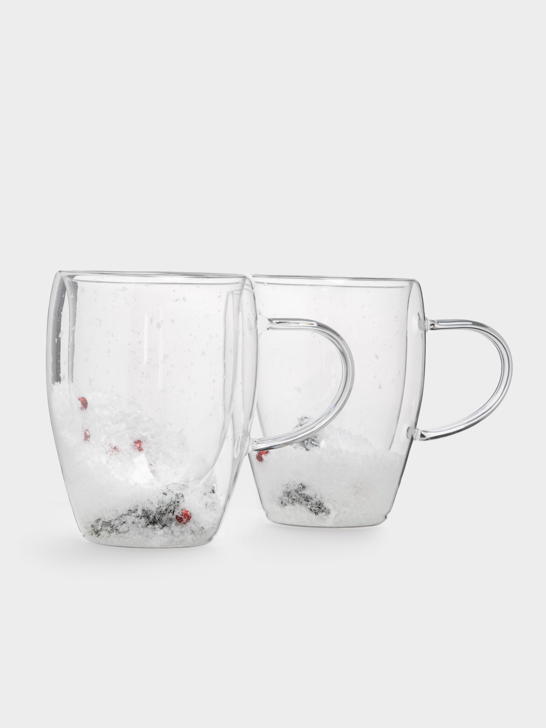 Кружка, 350 мл, 2 шт, стекло Б, с ягодами и еловыми ветками внутри, Wind-mystery