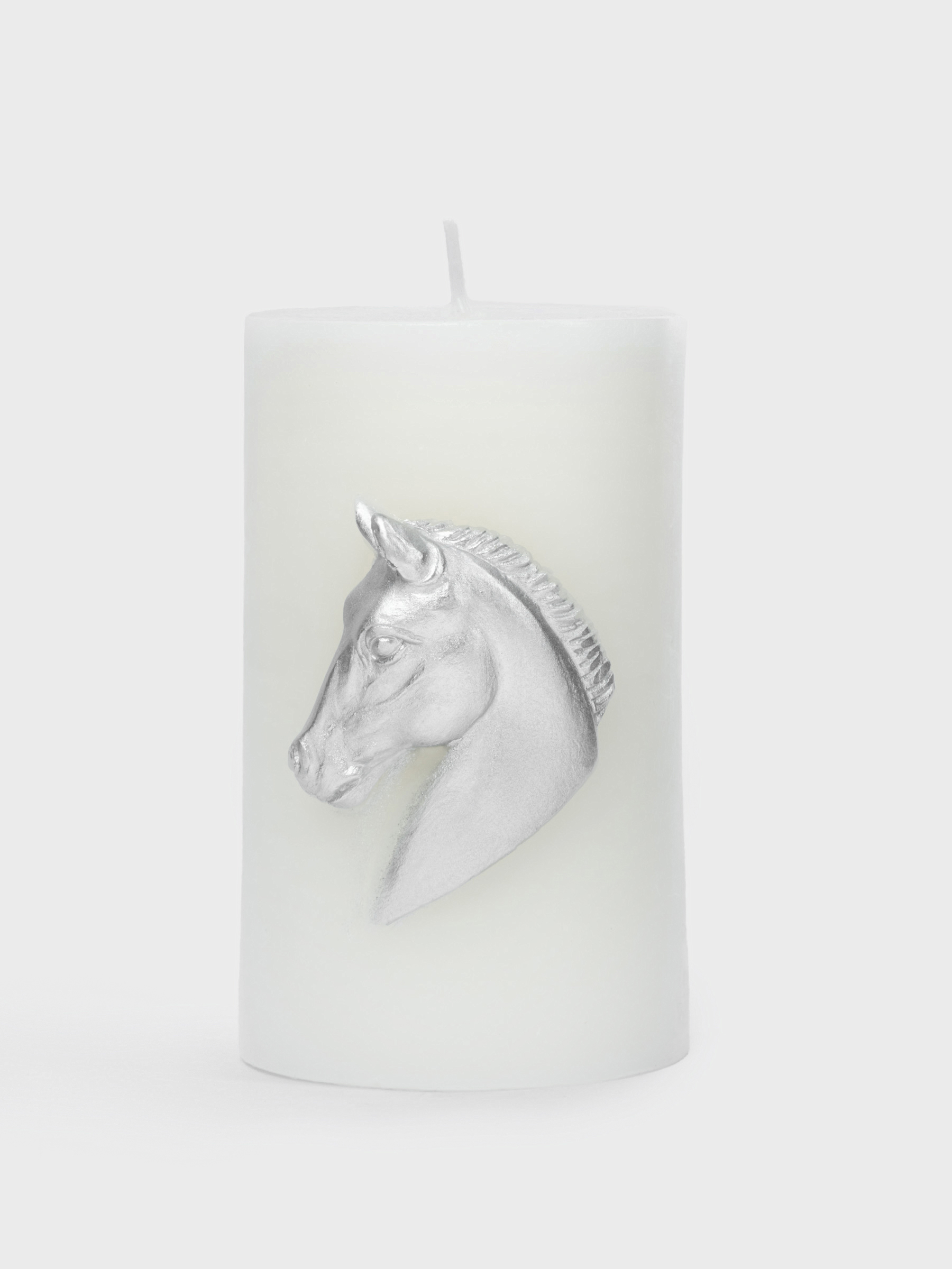 Свеча, 10 см, цилиндрическая, серебристая, Лошадь, Horse