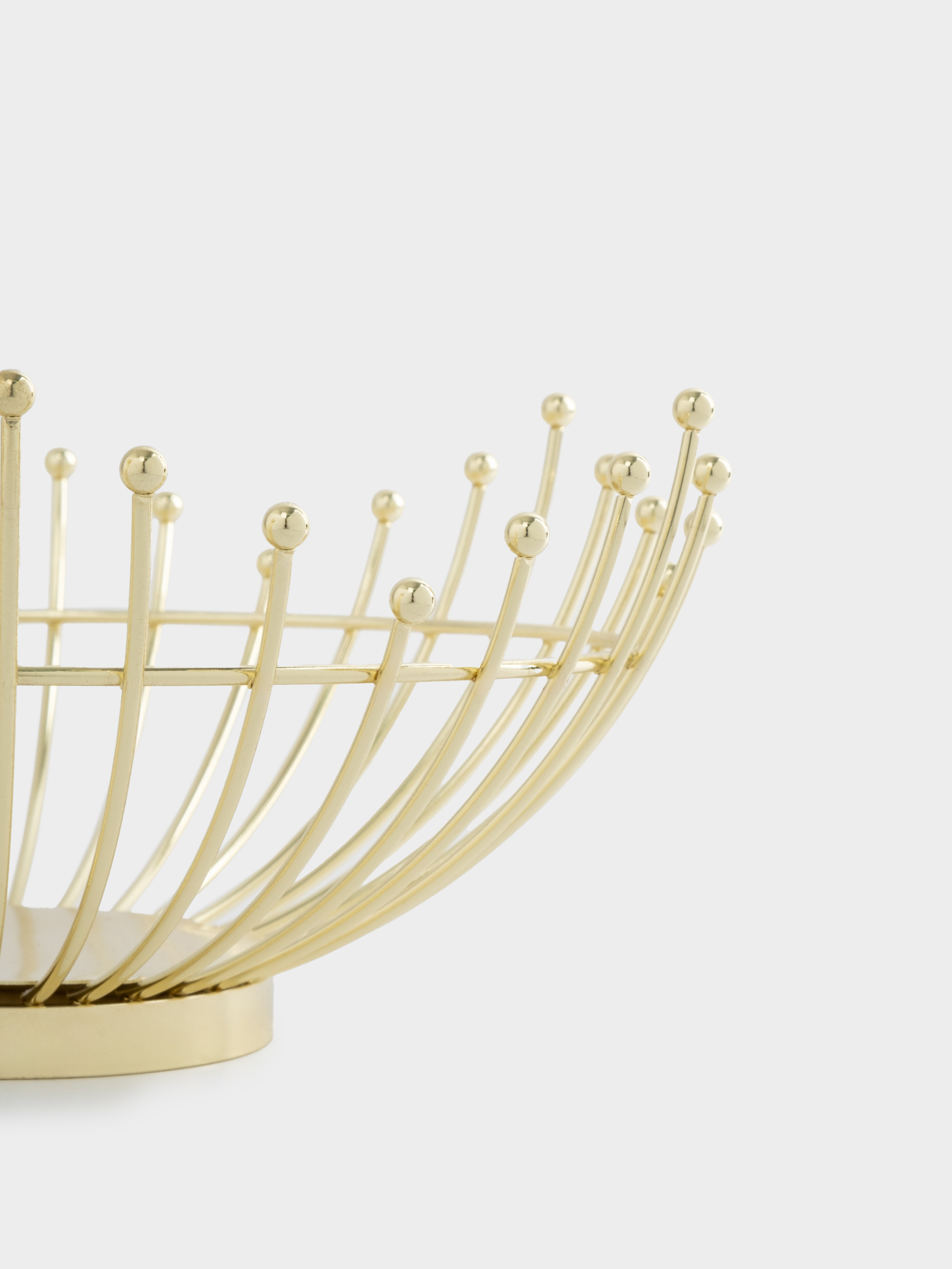 Корзина для фруктов, 27 см, металл, золотистая, Бусины, Spin