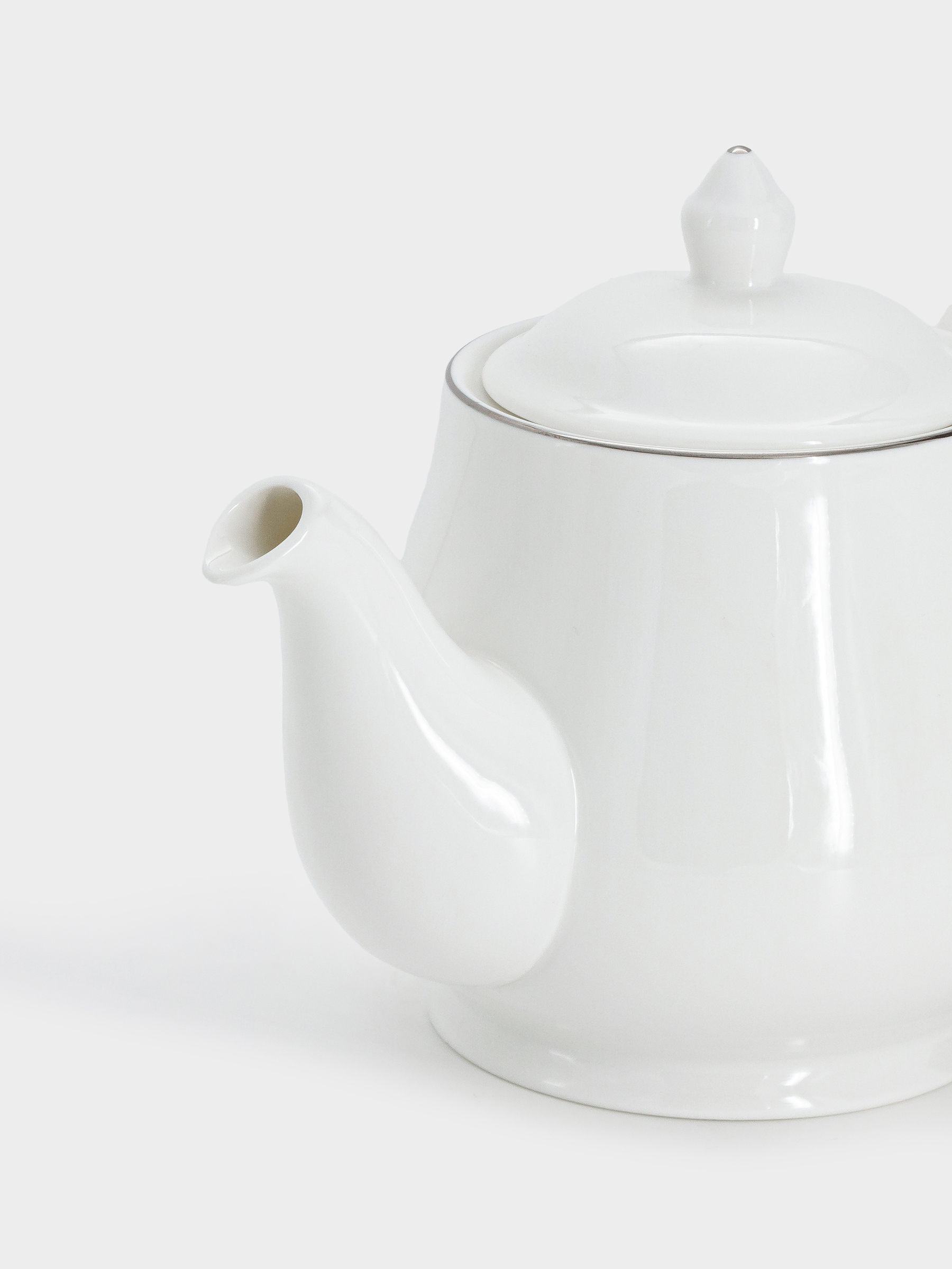 Чайник заварочный, 1 л, фарфор P, белый, с серебристым кантом, White Platinum