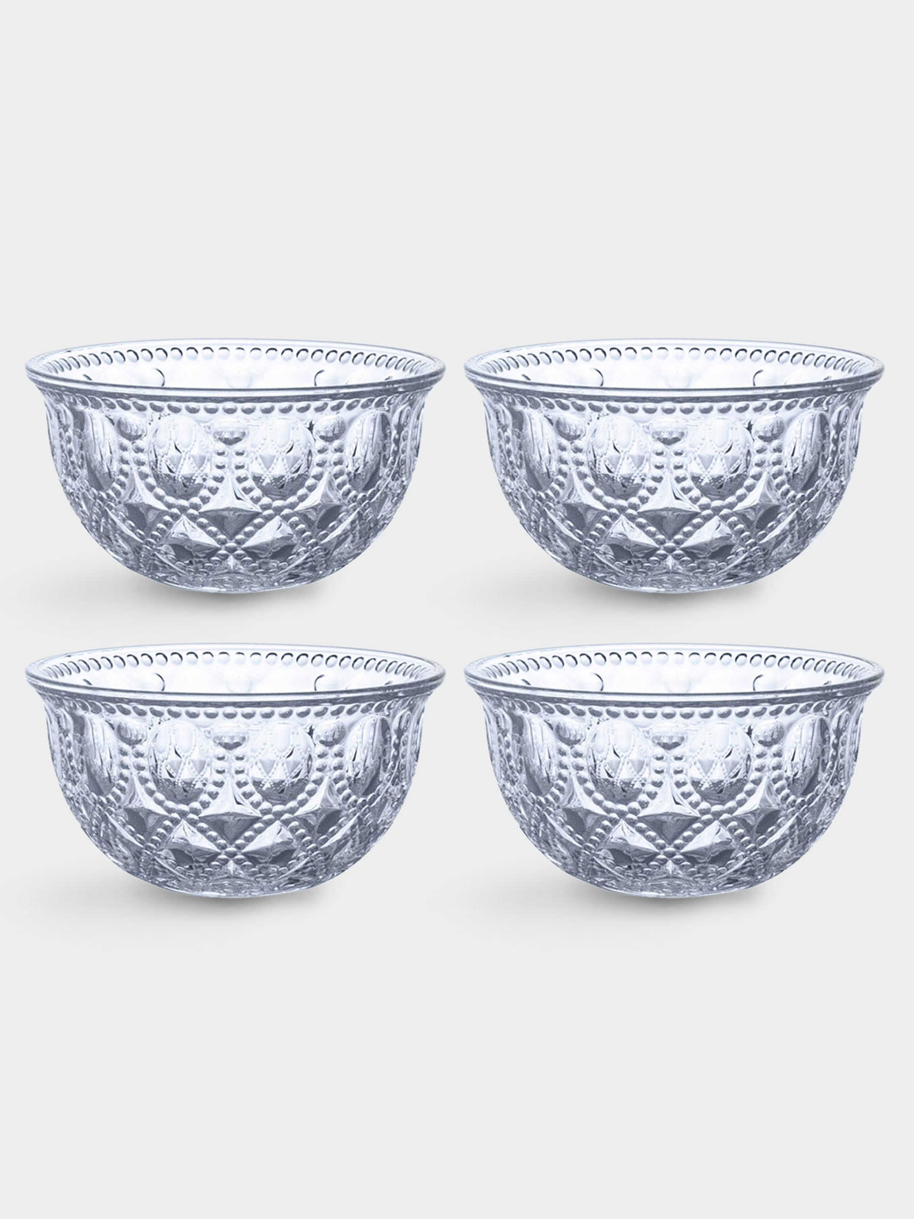 Набор салатников, 4 пр, 400 мл, 13 см, стекло, голубые, Dubai