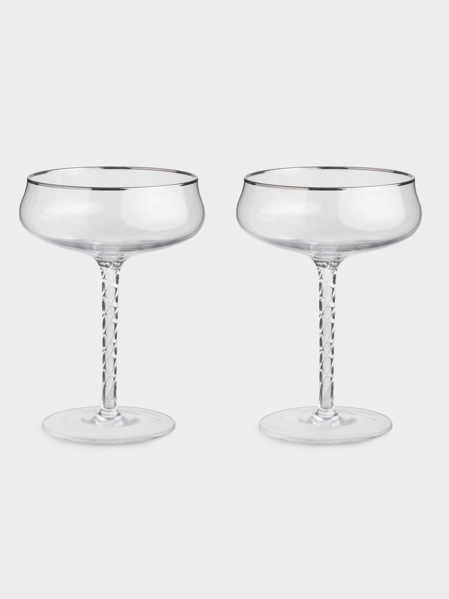 Бокал-креманка для шампанского, 250 мл, 2 шт, стекло, с серебристым кантом, Rhapsody