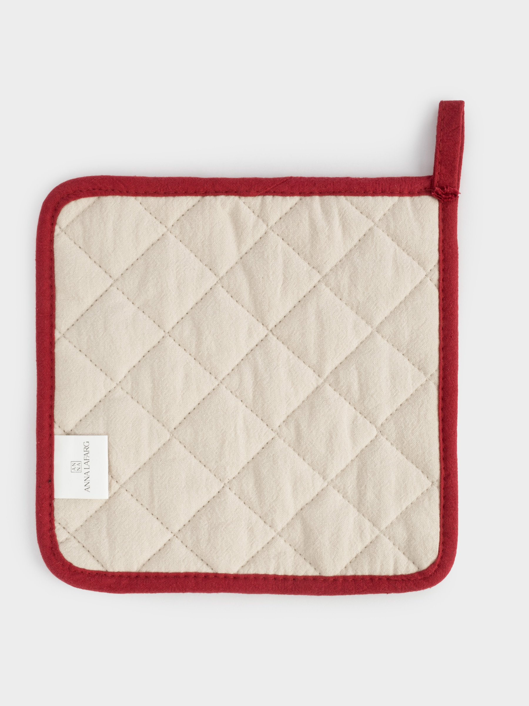 Прихватка, 20x20 см, хлопок, серо-бежевая, Олень в шарфе, Deer