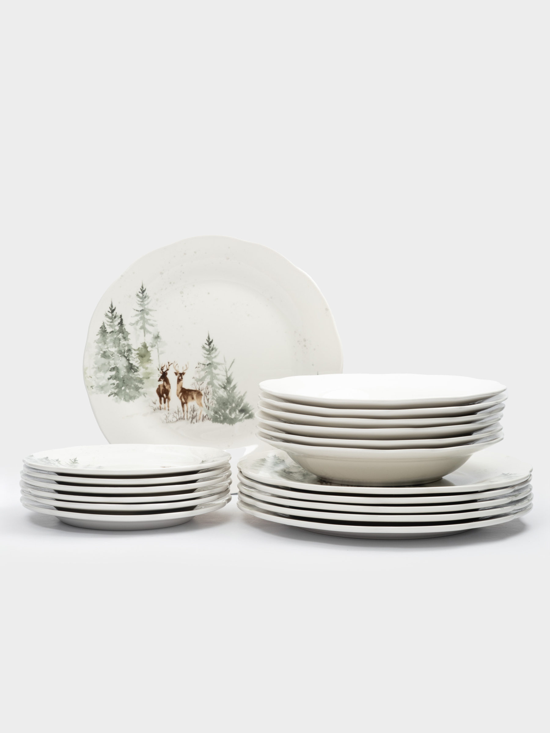 Сервиз обеденный, 6 перс, 18 пр, фарфор P, белый, Олени в лесу, Maral