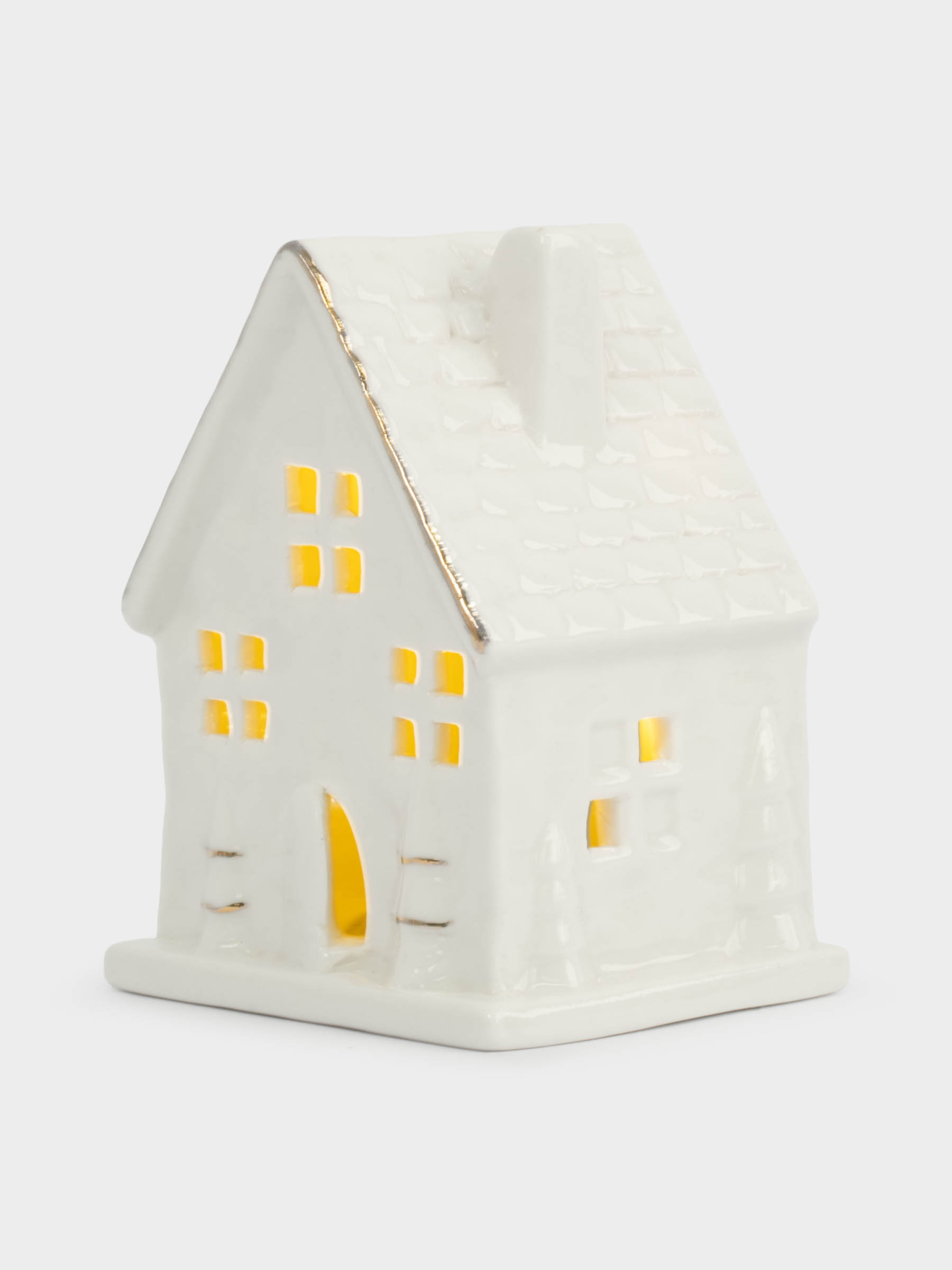 Статуэтка с подсветкой, 8 см, фарфор P, бело-золотистый, Дом, Townlet