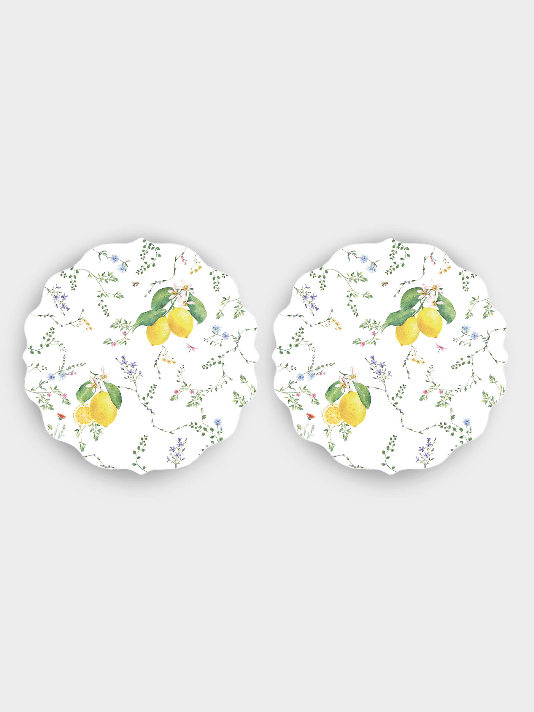 Подставка под горячее, круглая, 34.5 см, 2 шт, Цветы и лимоны