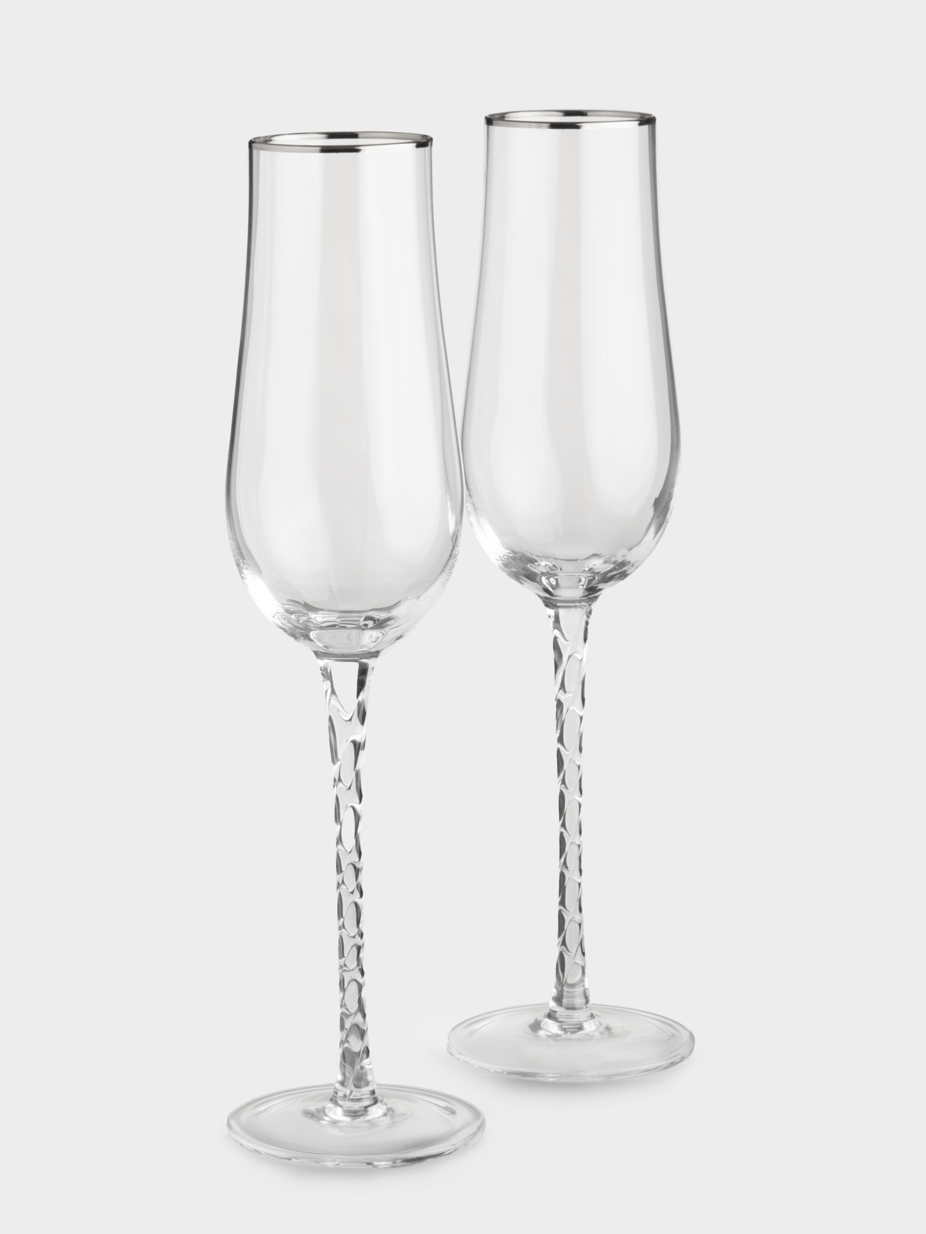 Бокал для шампанского, 230 мл, 2 шт, стекло, с серебристым кантом, Rhapsody