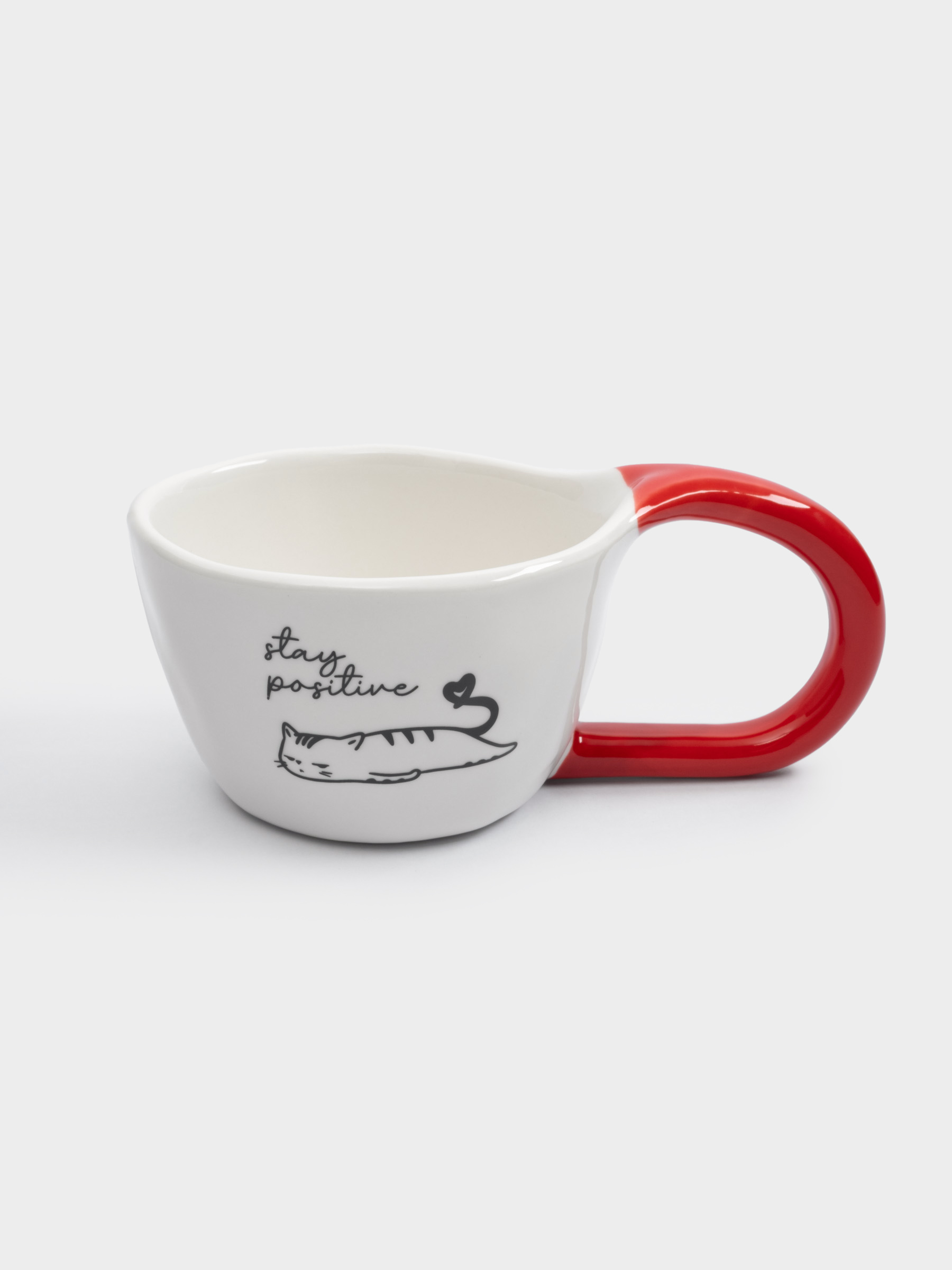 Кружка, 350 мл, фарфор N, бело-красная, Кот, Eccentric