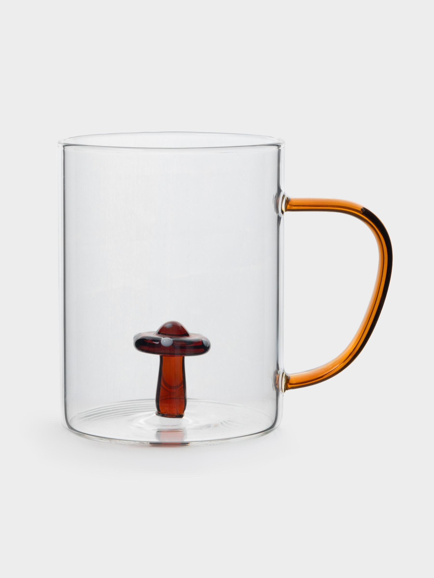 Кружка, 400 мл, стекло Б, коричневая ручка, Гриб, Autumn forest