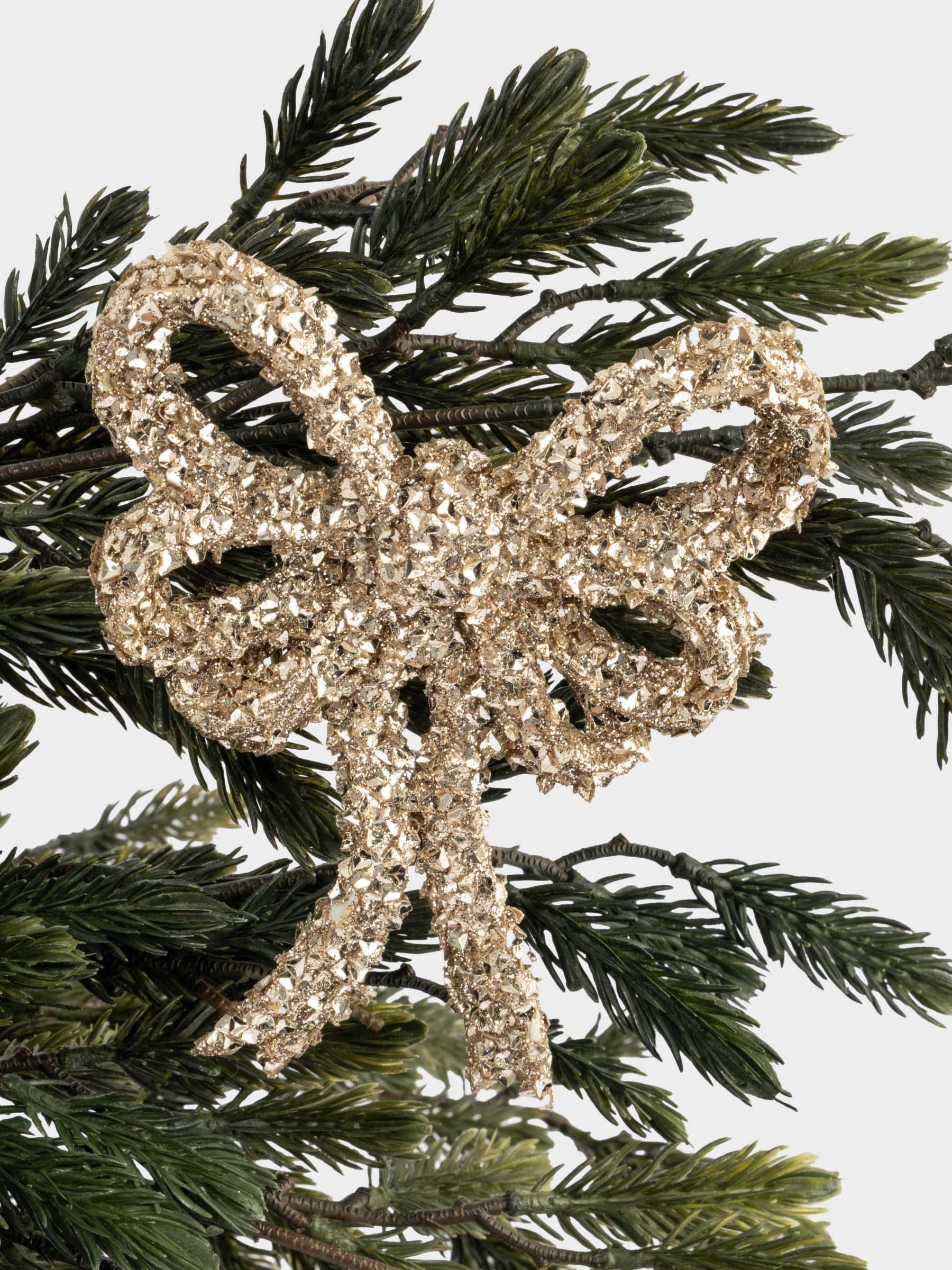 Украшение декоративное, 13 см, на клипсе, пластик, шампань, Бант, New year