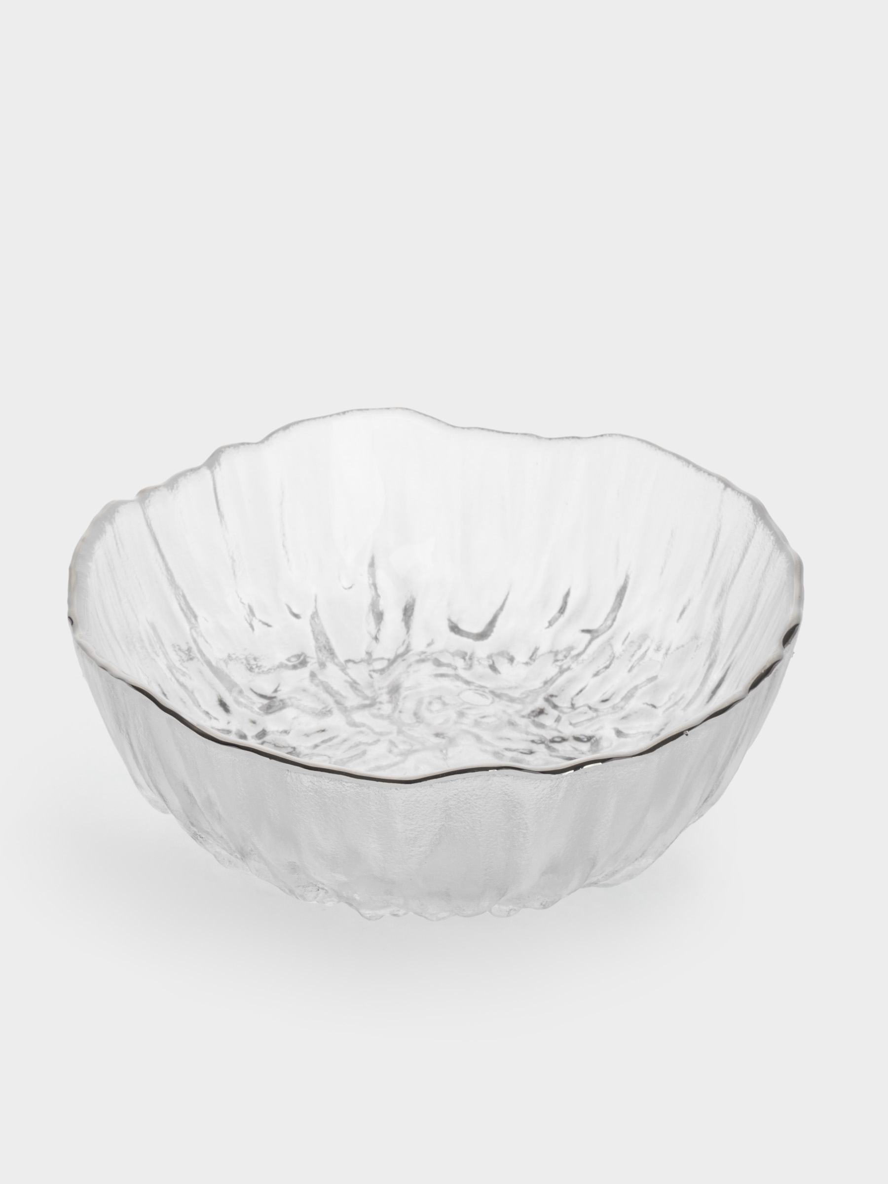 Салатник, 15х6 см, 520 мл, стекло, с серебристым кантом, мятая фактура, Pianо