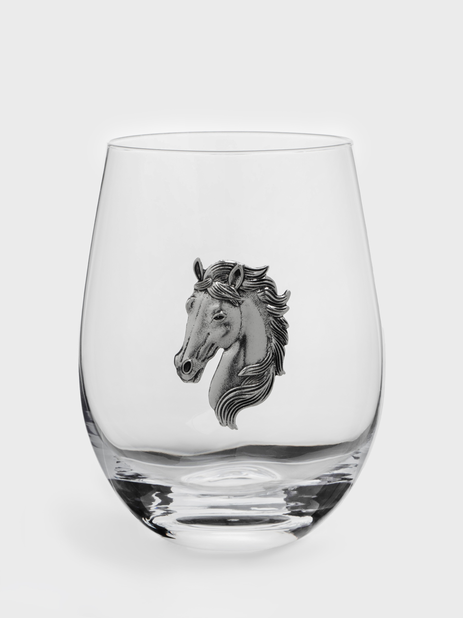 Стакан для виски, 12 см, 500 мл, стекло/металл, серебристый, Голова коня, Horse