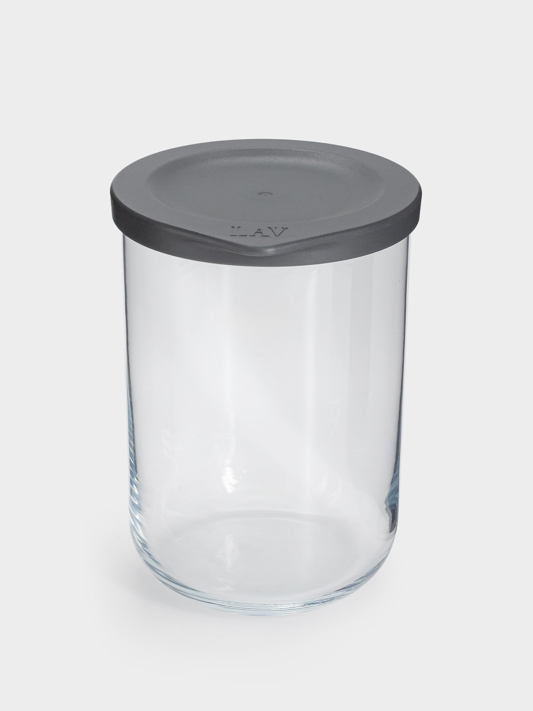 Емкость для хранения, 15х10 см, 1 л, стекло/пластик, серая, Basic