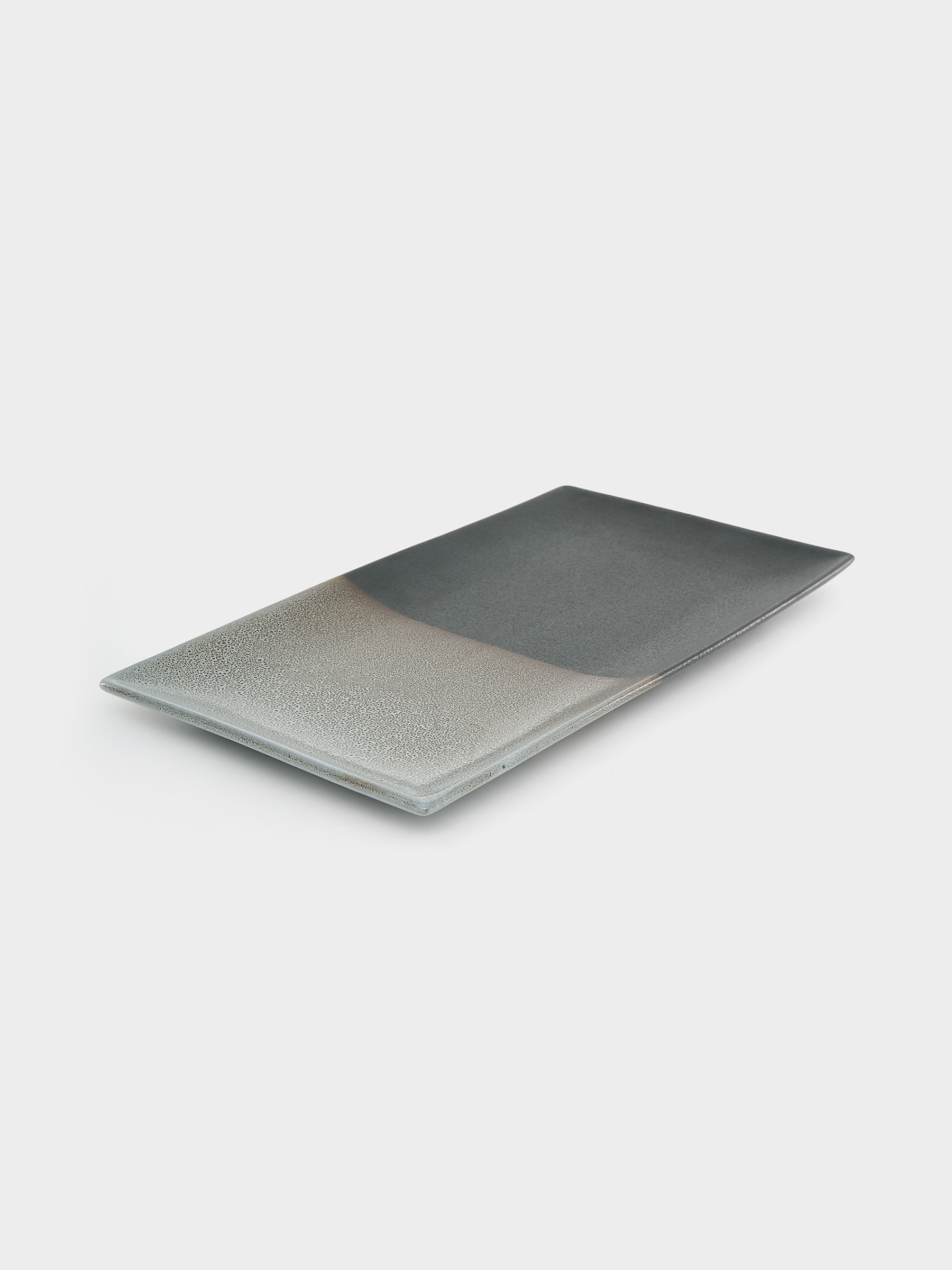 Блюдо, 34,5х19,5 см, фарфор P, черно-серое, в крапинку, прямоугольное, Umi