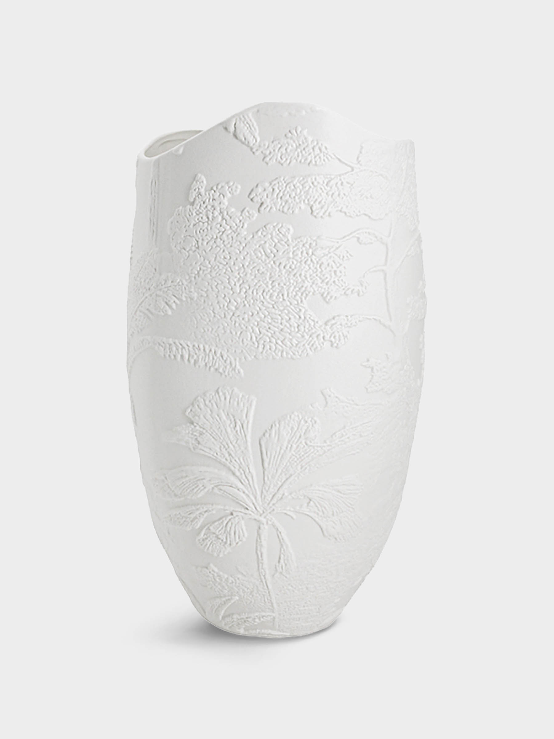 Ваза для цветов, 36 см, декоративная, фарфор P, белая, матовая, Пальмы, Manila