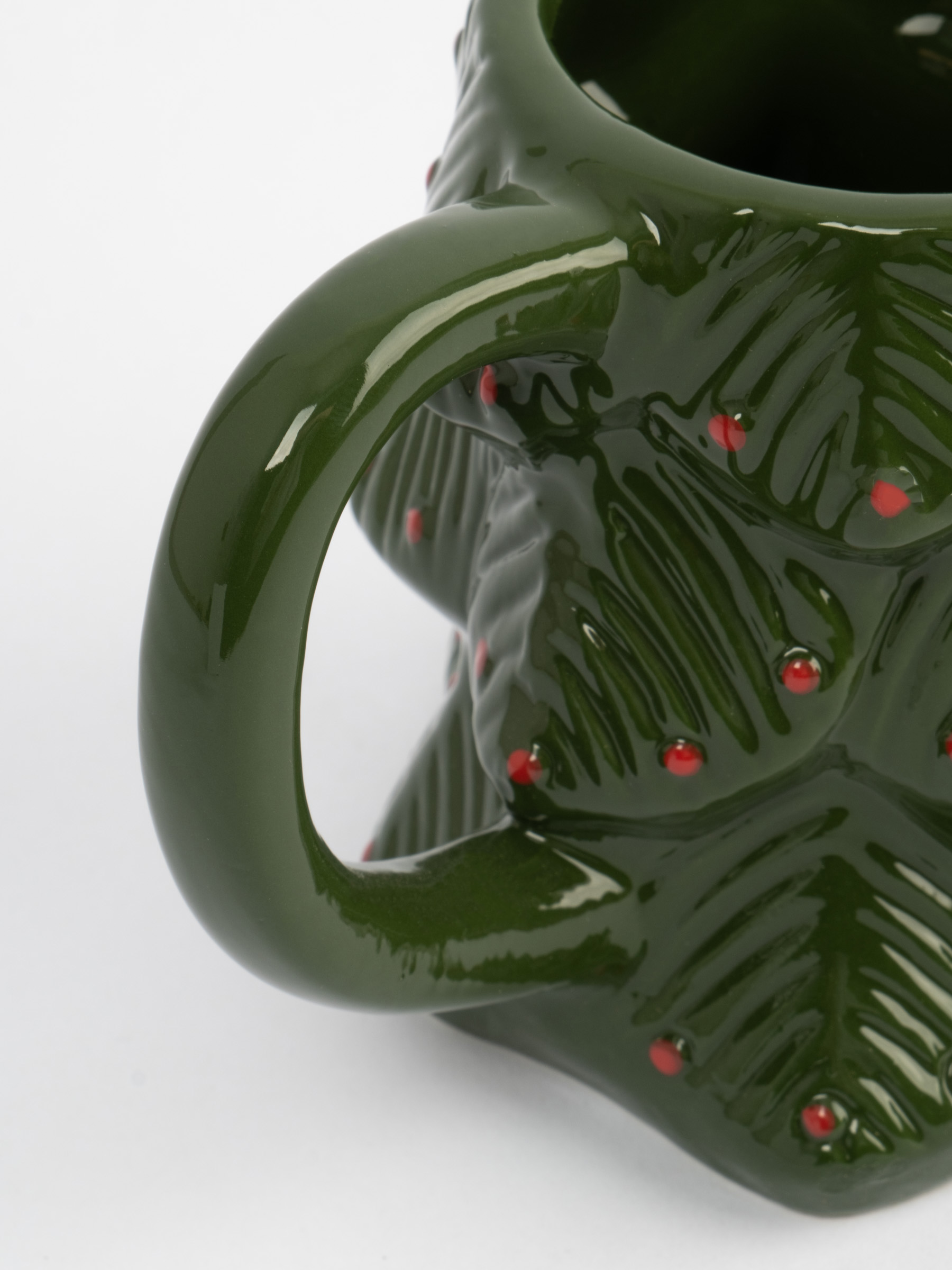 Кружка, 380 мл, керамика, зелено-красная, Елка, Fir