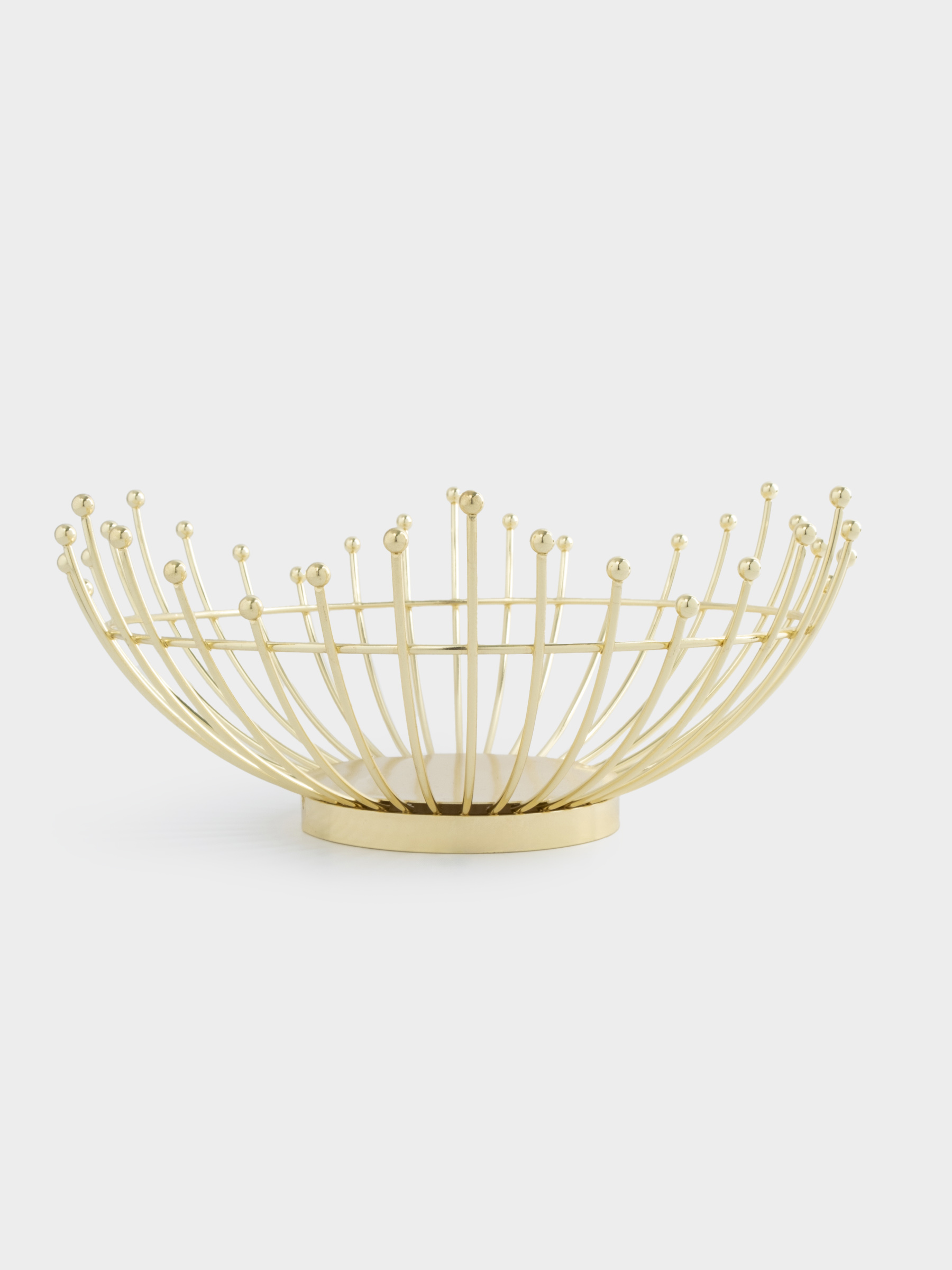 Корзина для фруктов, 27 см, металл, золотистая, Бусины, Spin