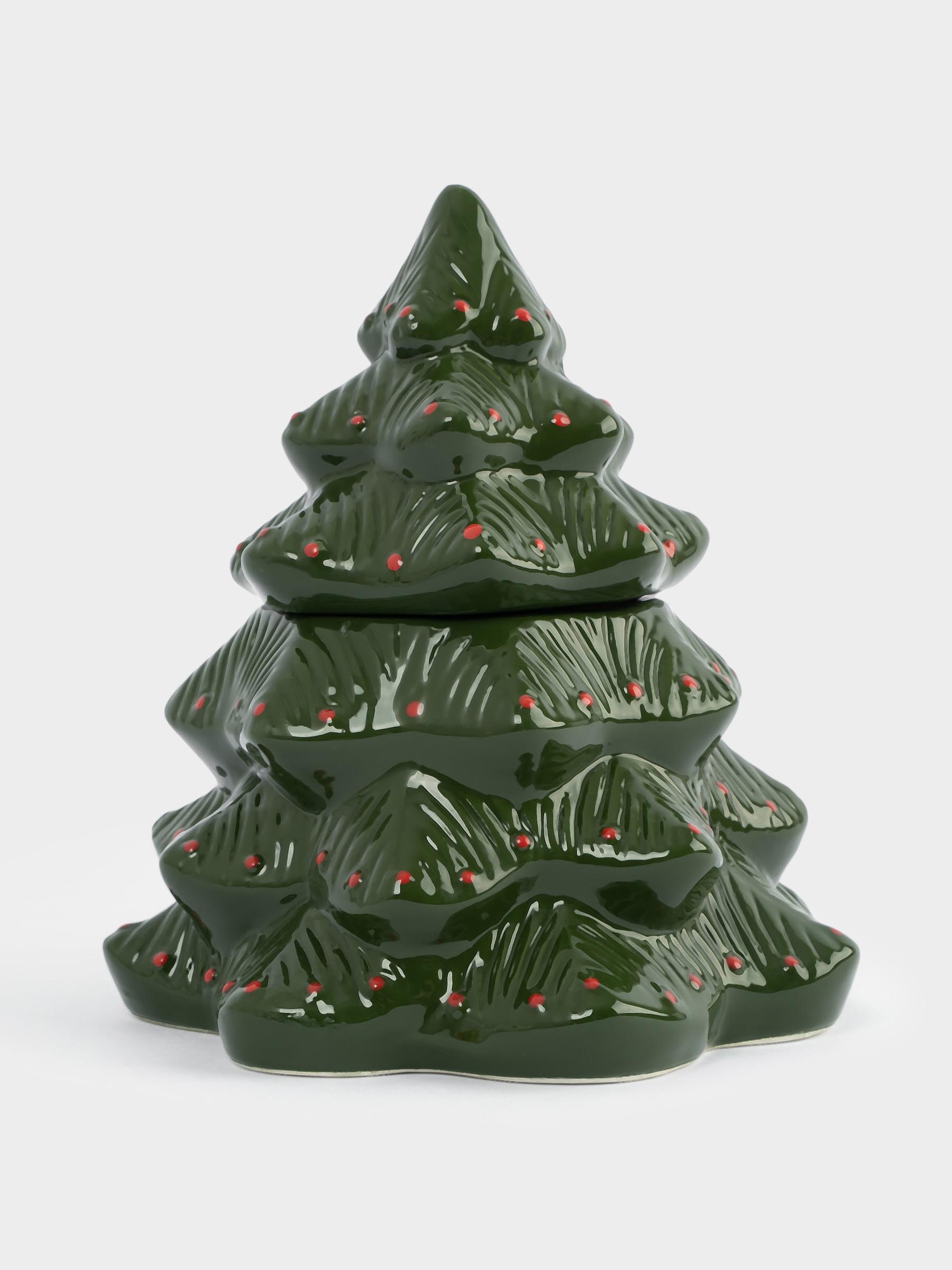 Емкость для хранения, 15x17 см, 510 мл, керамика, зелено-красная, Елка, Fir