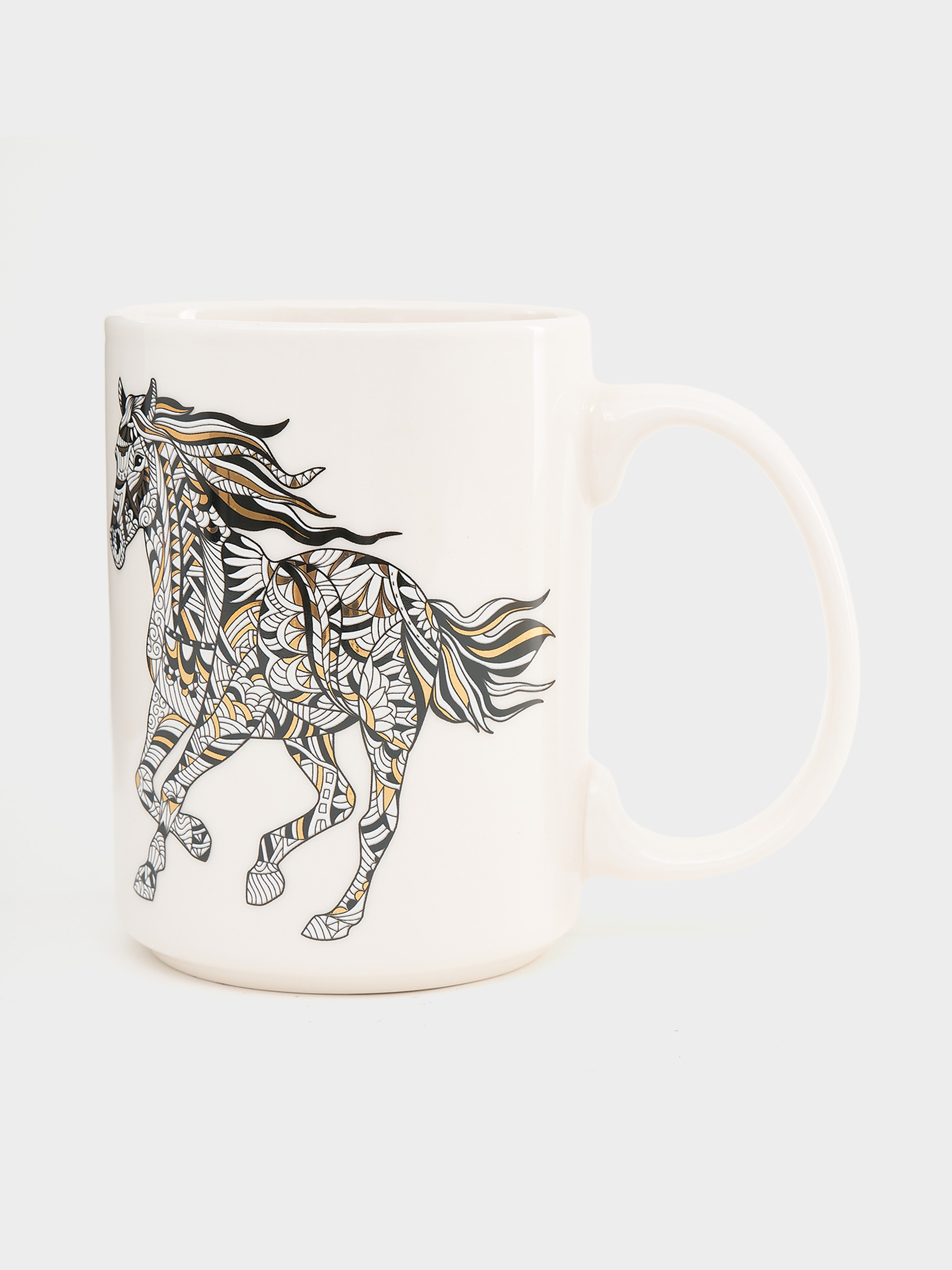 Кружка, 500 мл, фарфор N, белая, Лошадь, Wild