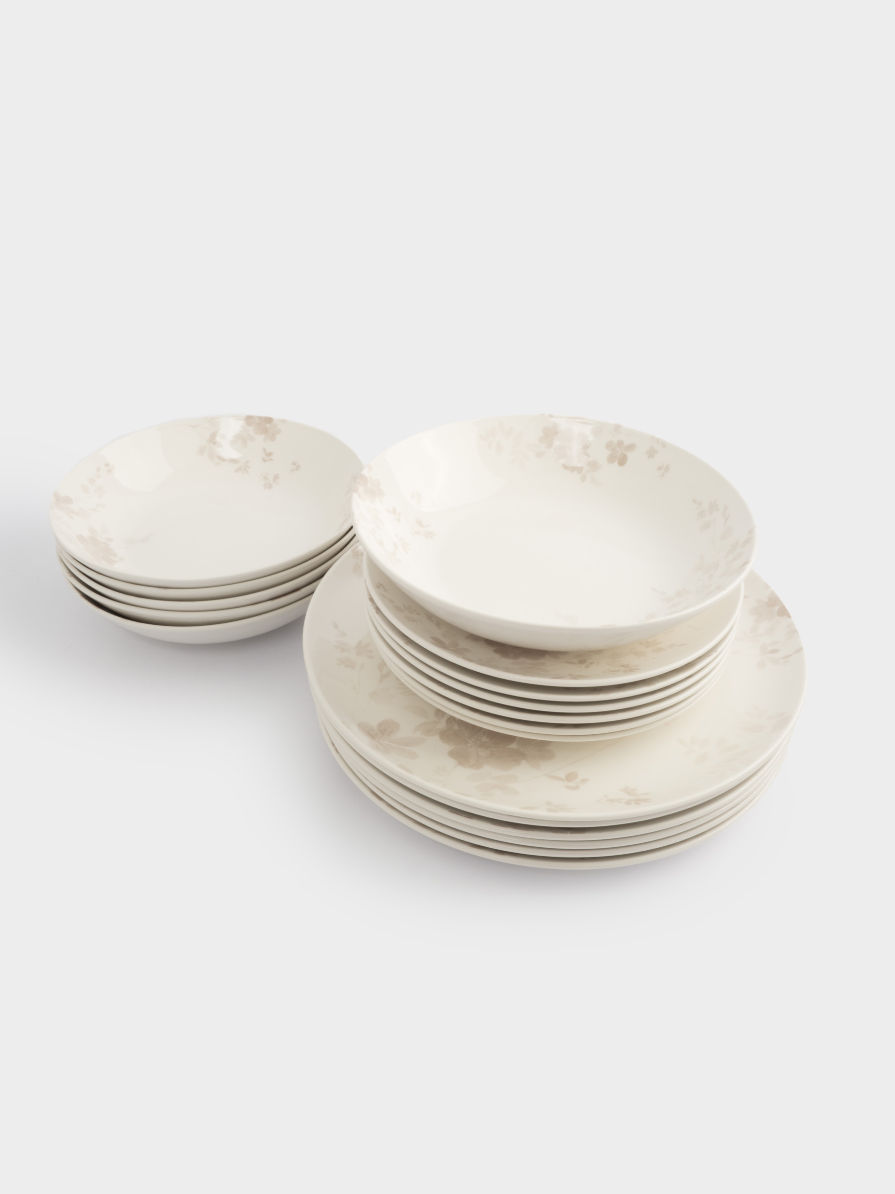 Сервиз обеденный, 6 перс, 18 пр, фарфор P, белый, Цветы и листья, Florance