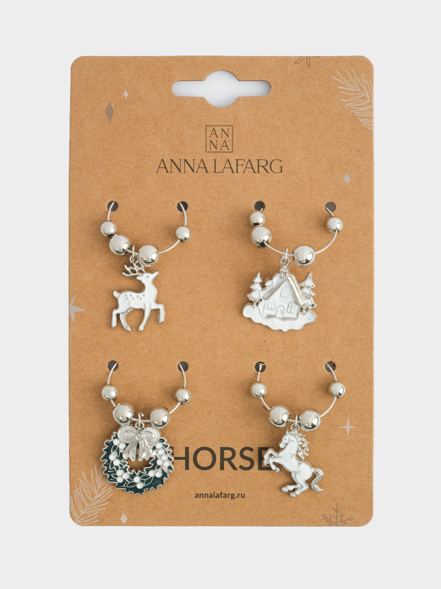 Подвеска для бокала, 4 шт, металл/стразы, Аттрибуты Нового года, Horse