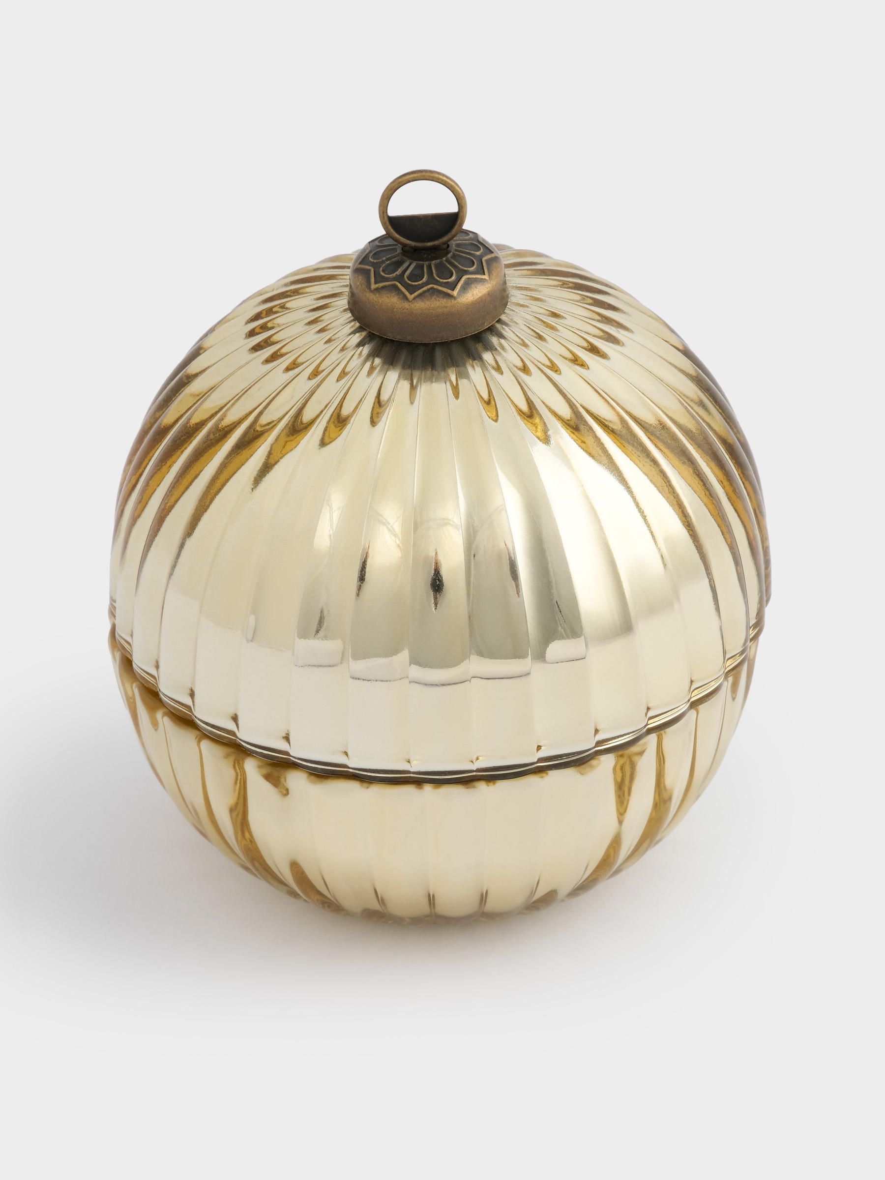 Емкость для хранения, 13х11 см, 180 мл, стекло/металл, шампань, Шар, Сhristmas time