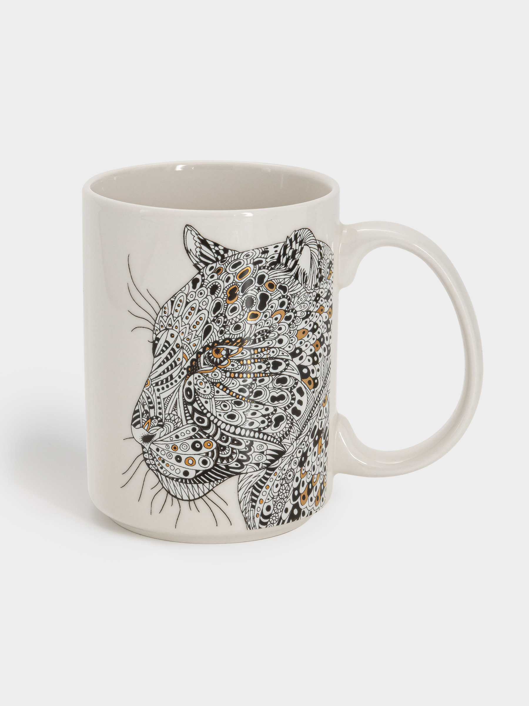 Кружка, 500 мл, фарфор N, белая, Леопард, Wild