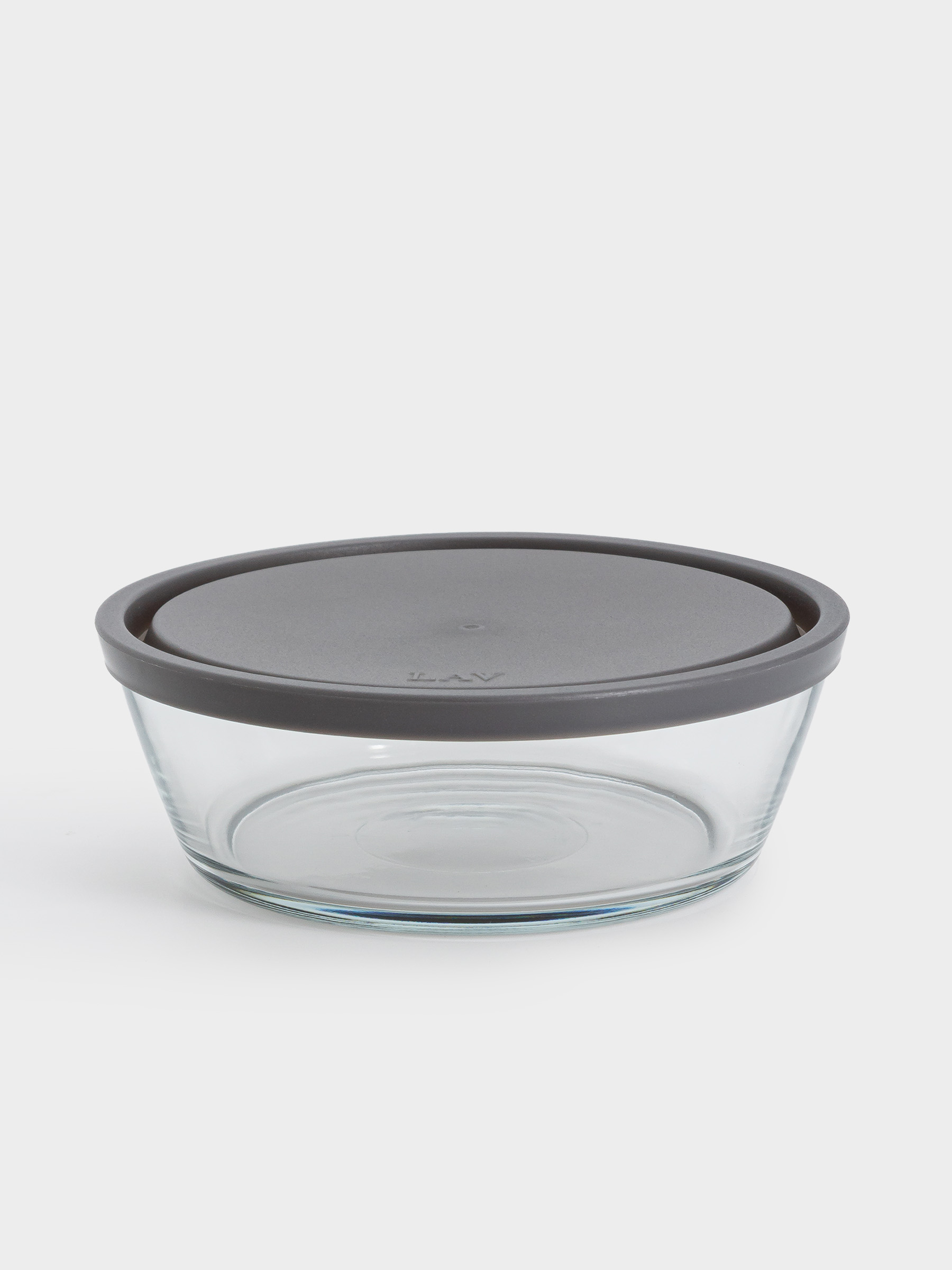 Контейнер, 1,1 л, стекло/пластик, круглый, серый, Basis