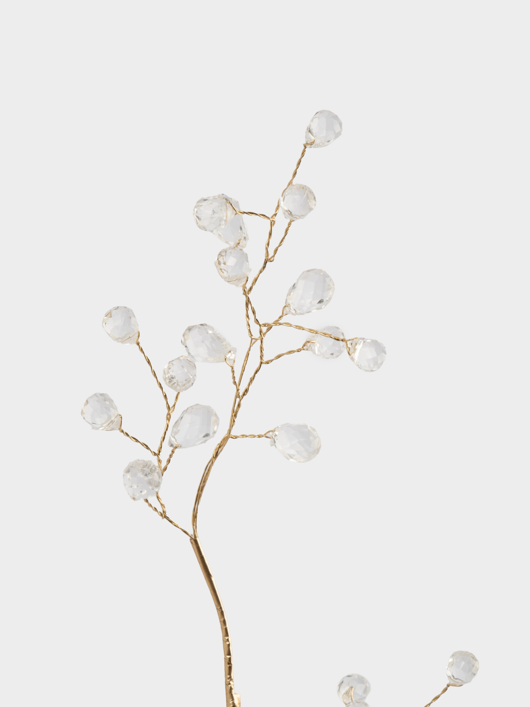 Ветка декоративная, 59 см, акрил, золотистая, Кристаллы на ветке, Event