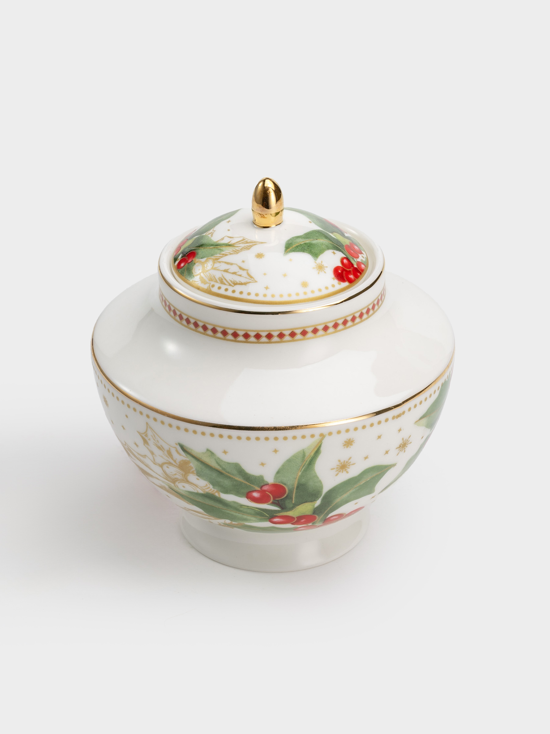 Сахарница, 0,25 л, Пуансеттия и ягоды