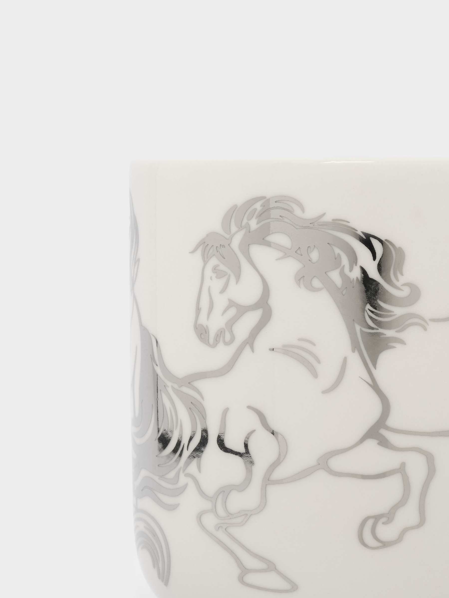 Кружка, 400 мл, фарфор N, бело-серебристая, Лошади, Horse