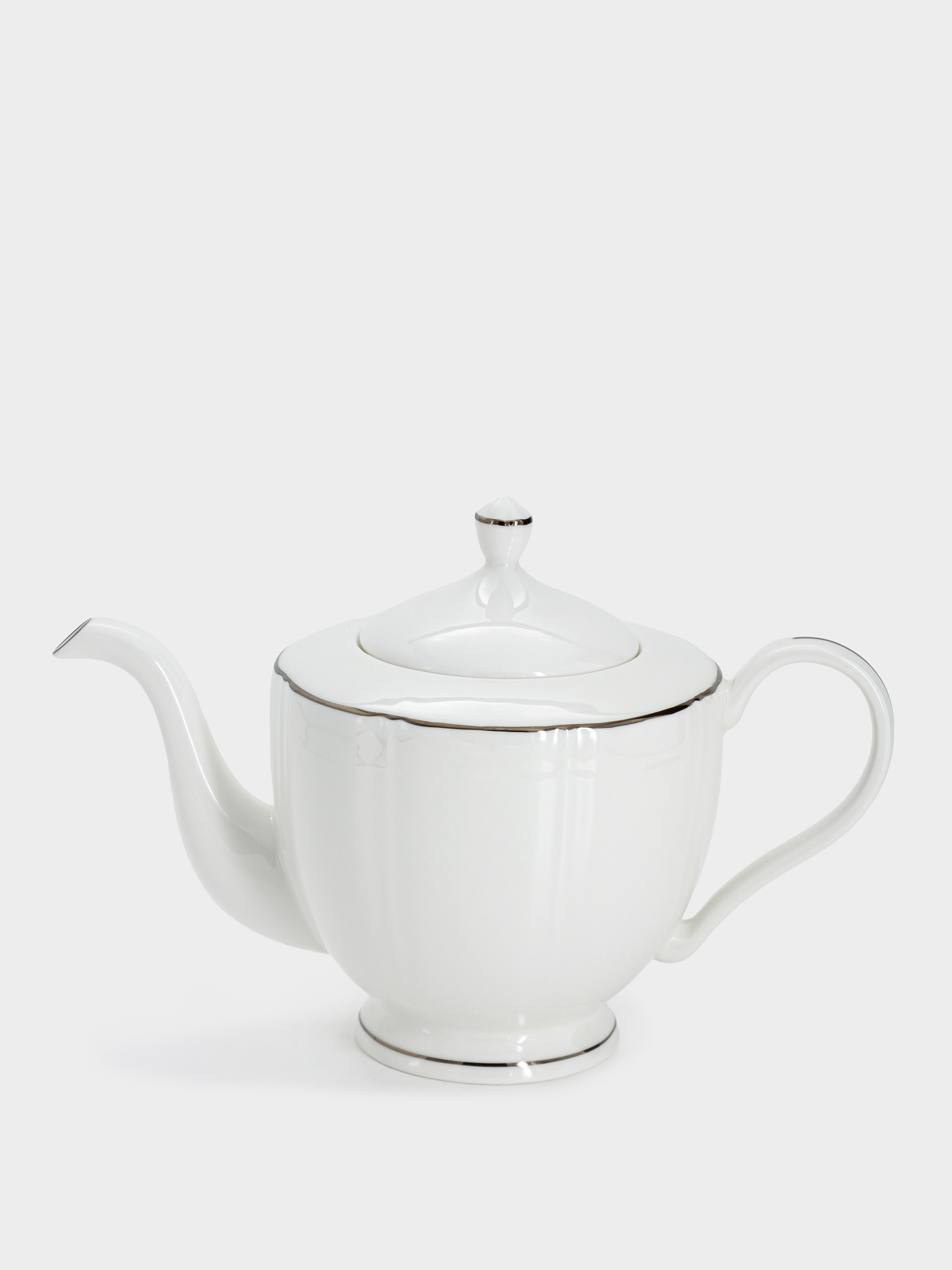 Чайник заварочный, 1,1 л, фарфор F, белый, с серебристым кантом, Lotus silver