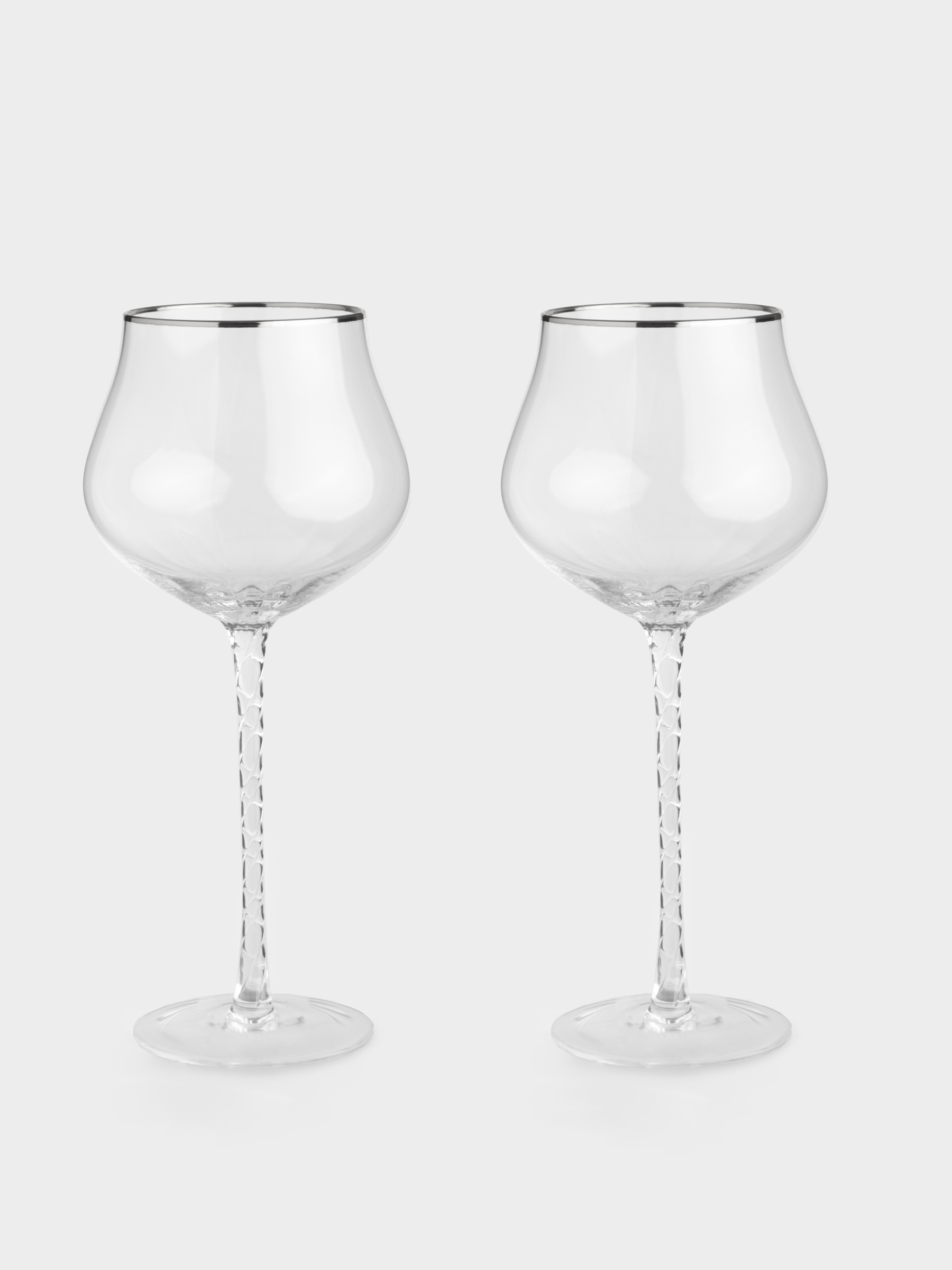 Бокал для вина, 580 мл, 2 шт, стекло, с серебристым кантом, Rhapsody