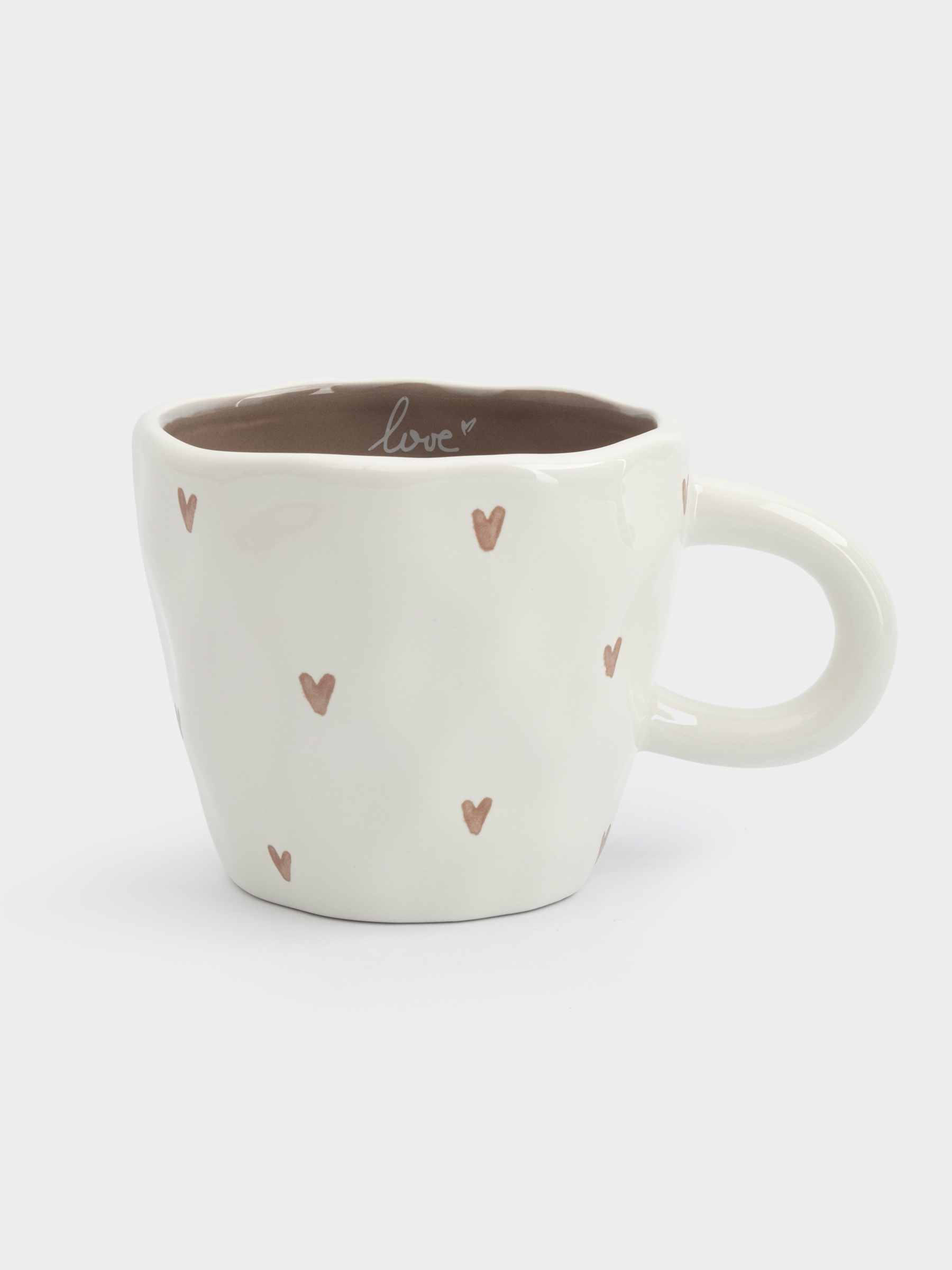Кружка, 400 мл, керамика, молочная, Сердца, Empathy