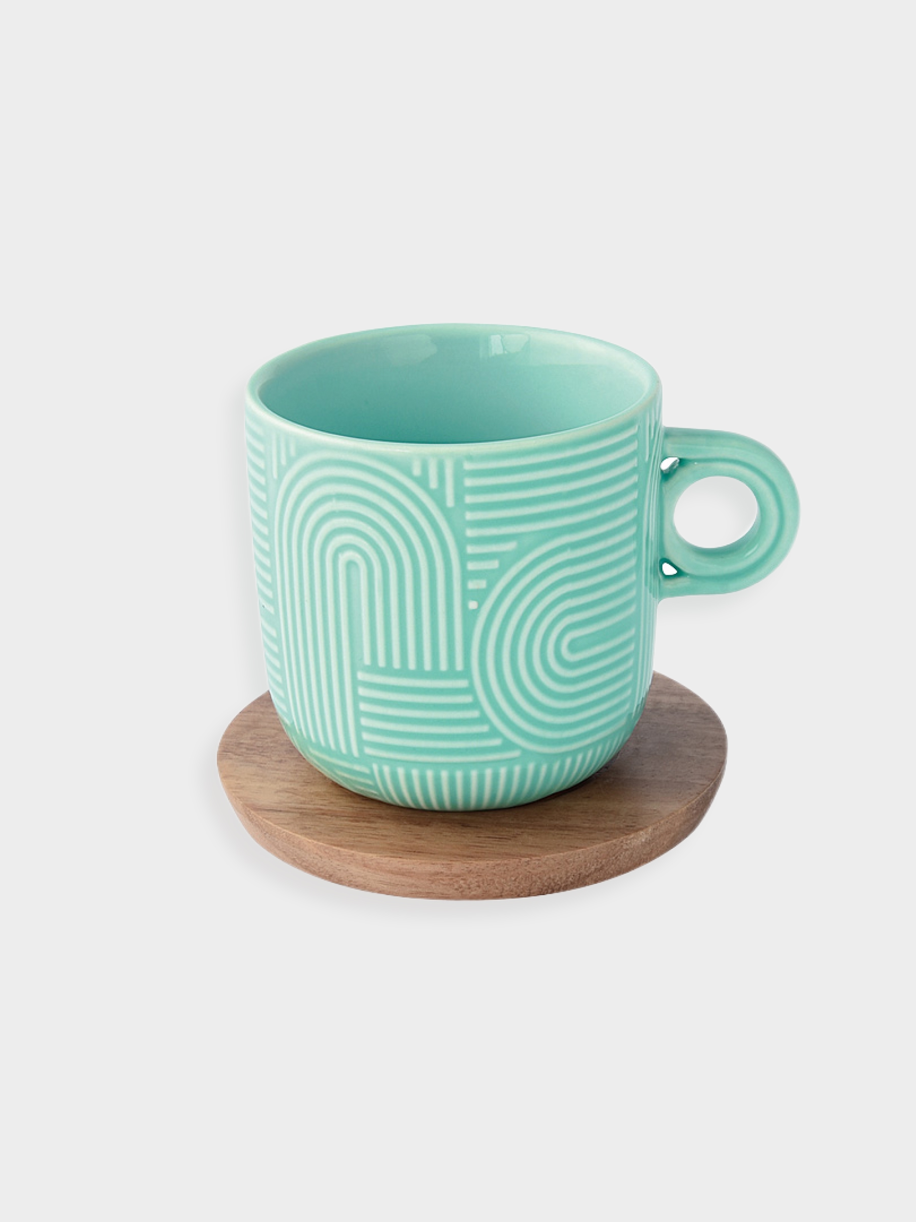 Набор чашек, 2 шт, 0.25 л, мятный, морская волна, на подставке, акация, Радуга