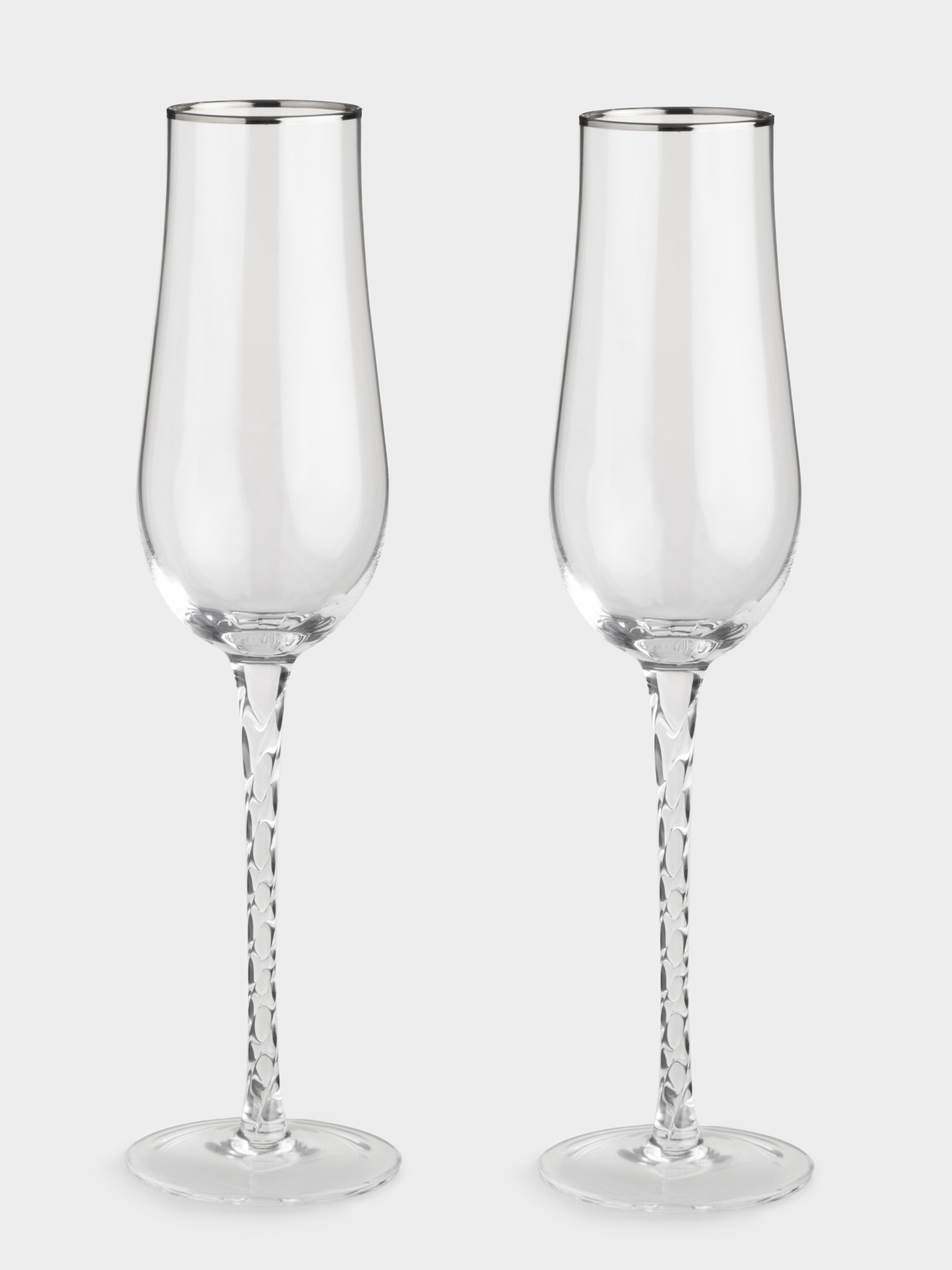 Бокал для шампанского, 230 мл, 2 шт, стекло, с серебристым кантом, Rhapsody