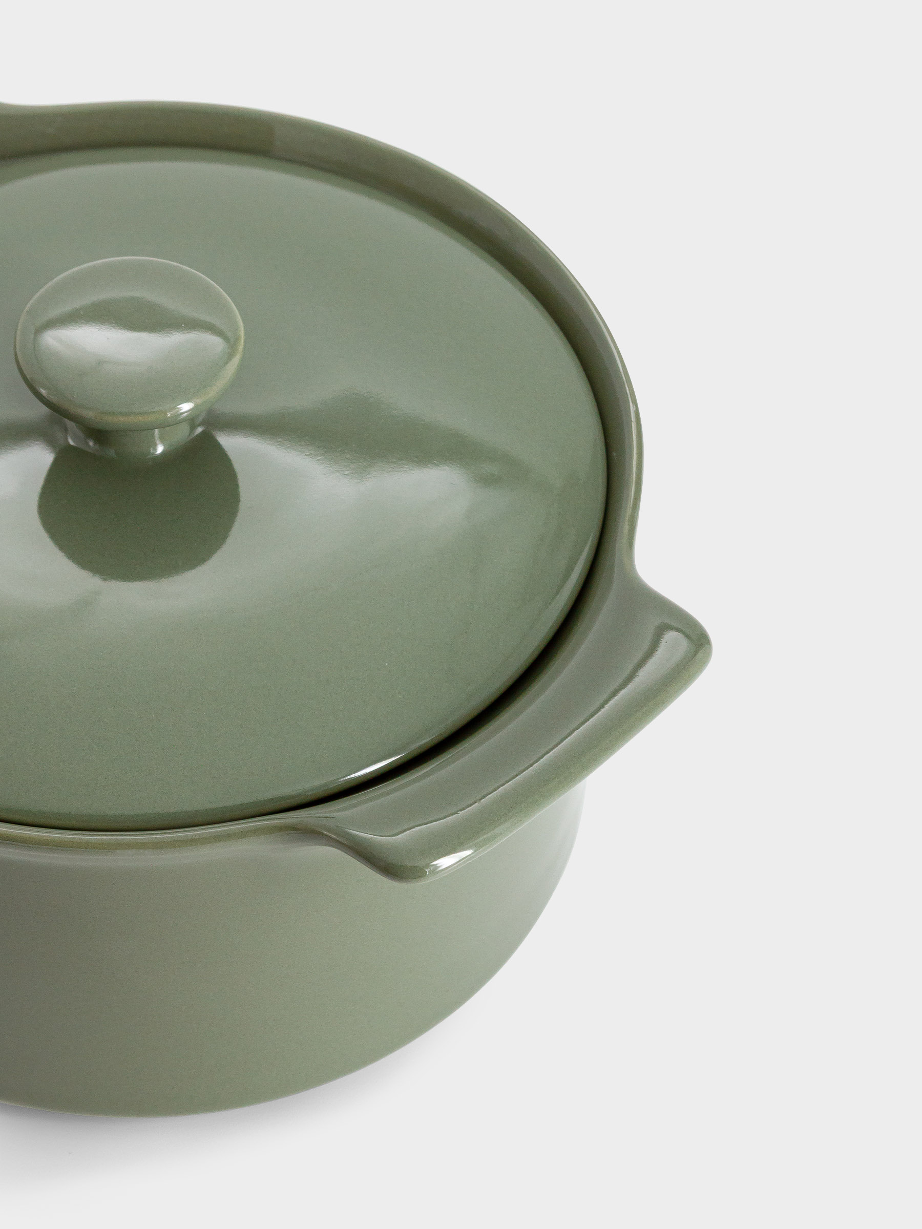 Кастрюля, 1,3 л, с крышкой, фарфор P, серо-зеленая, Indulgence