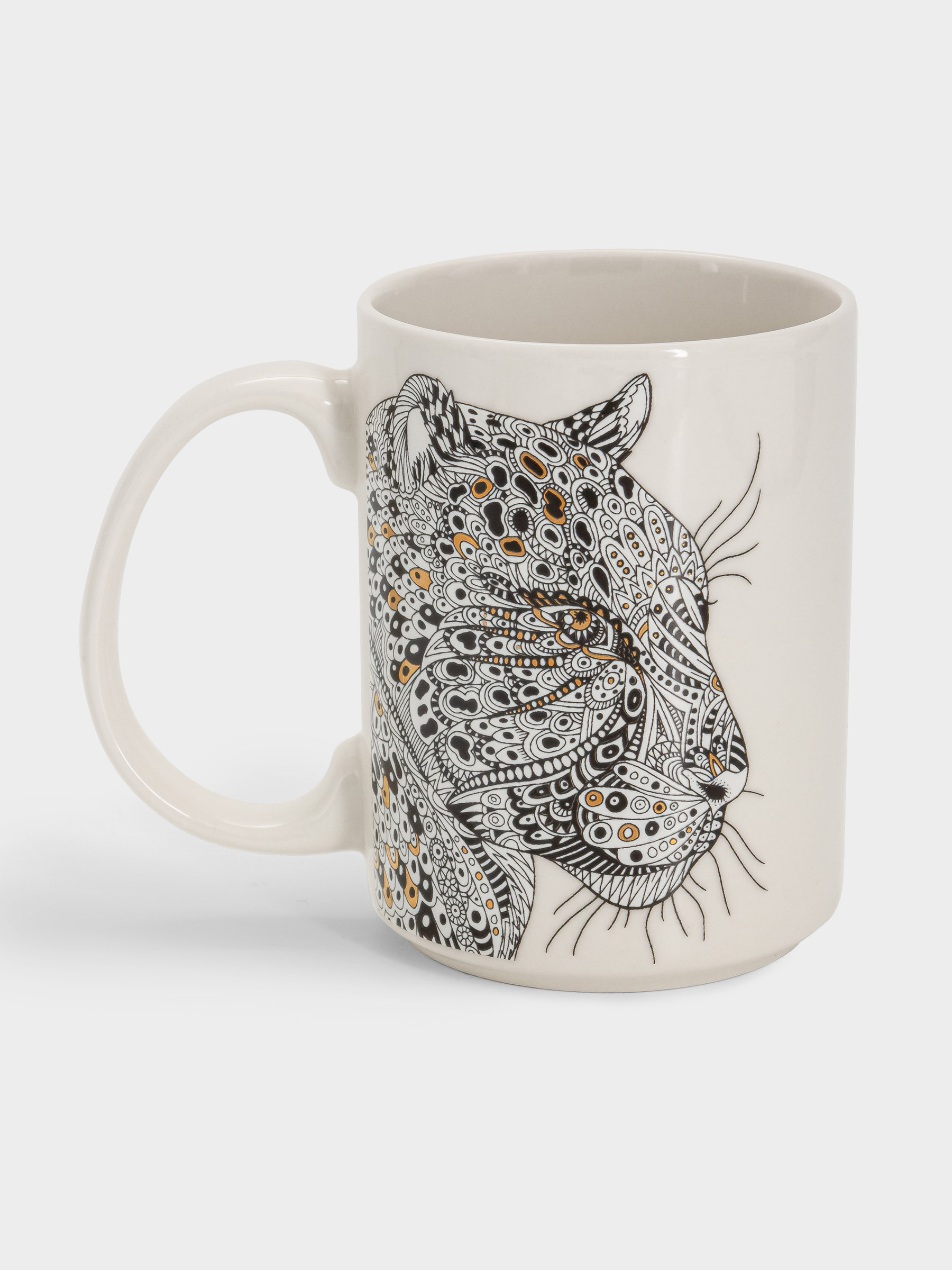 Кружка, 500 мл, фарфор N, белая, Леопард, Wild
