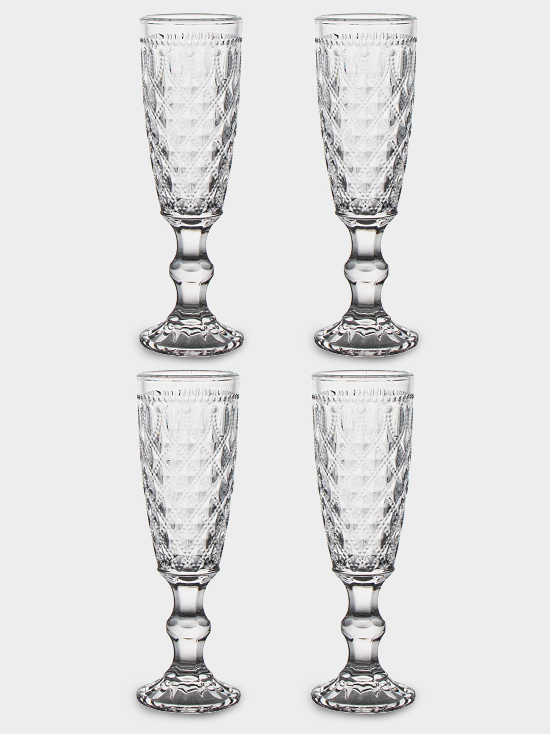 Набор бокалов для шампанского, 4 пр, 150 мл, стекло, прозрачные, Dubai