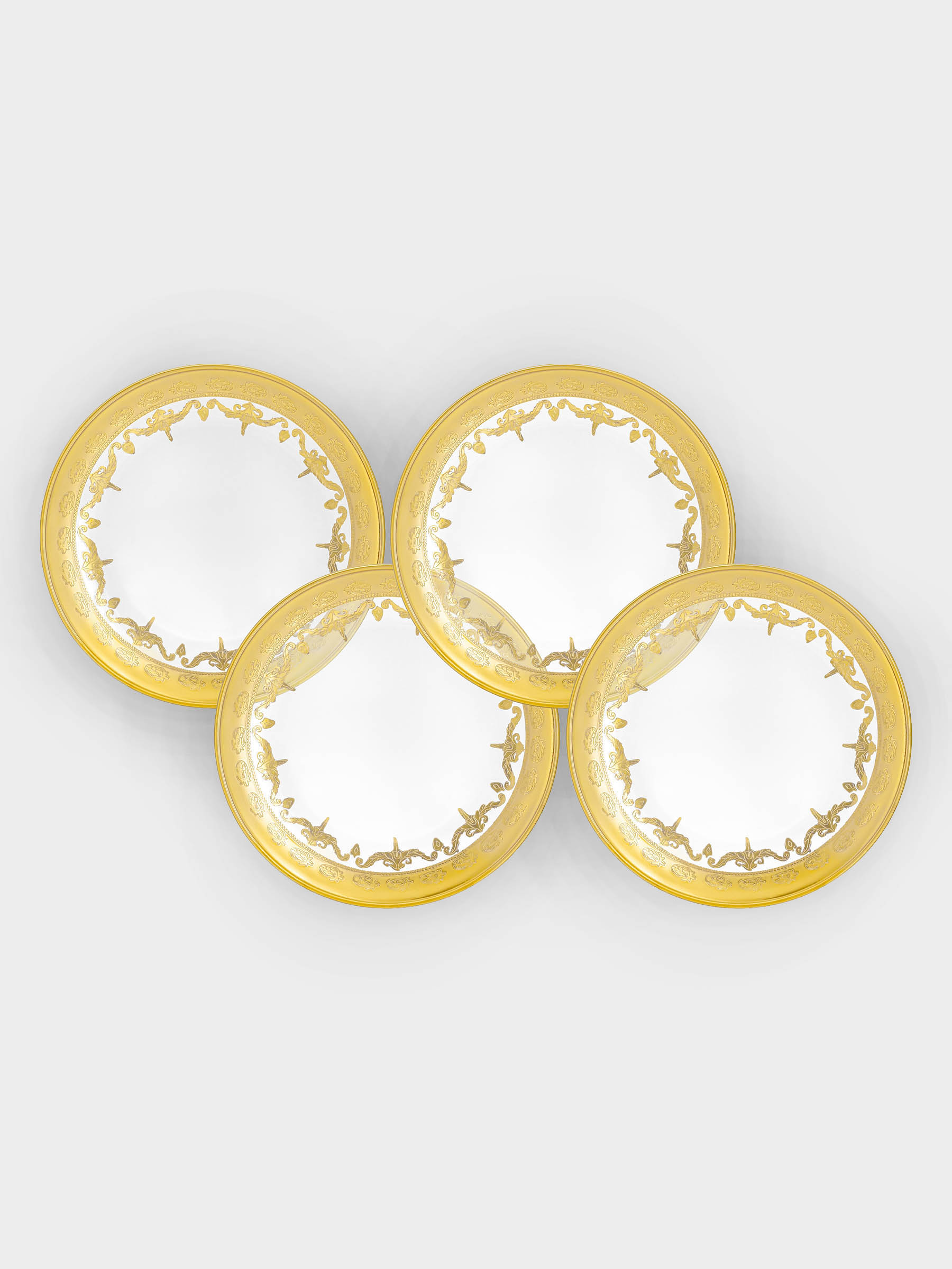 Тарелка суповая, 21,5х3 см, 4 шт, стекло, золотистая, Versailles