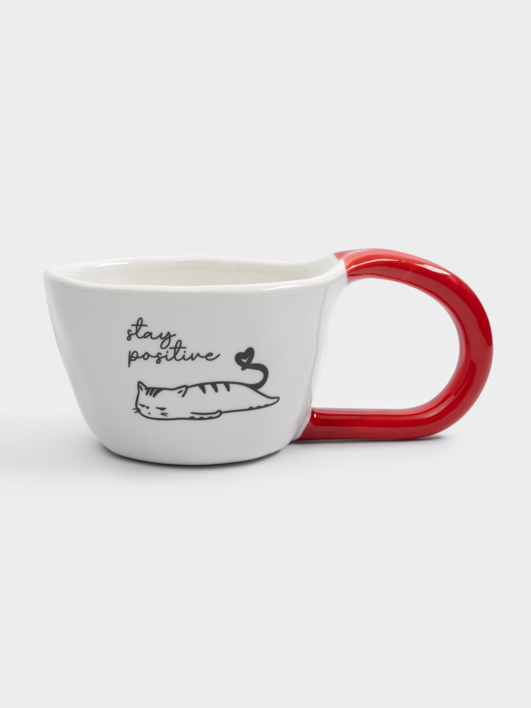 Кружка, 350 мл, фарфор N, бело-красная, Кот, Eccentric