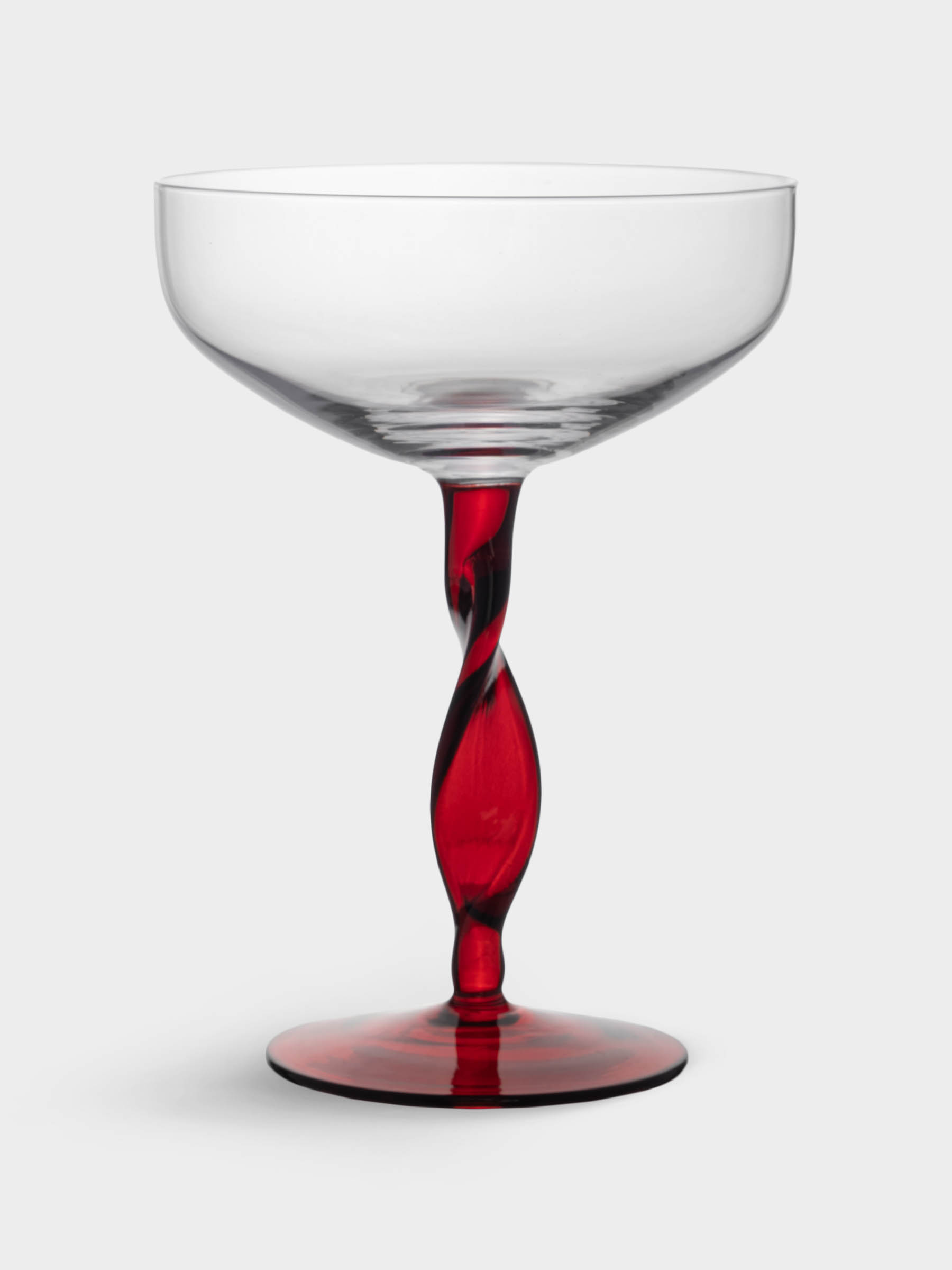 Бокал-креманка для шампанского, 370 мл, 2 шт, стекло, красная ножка, Villalago