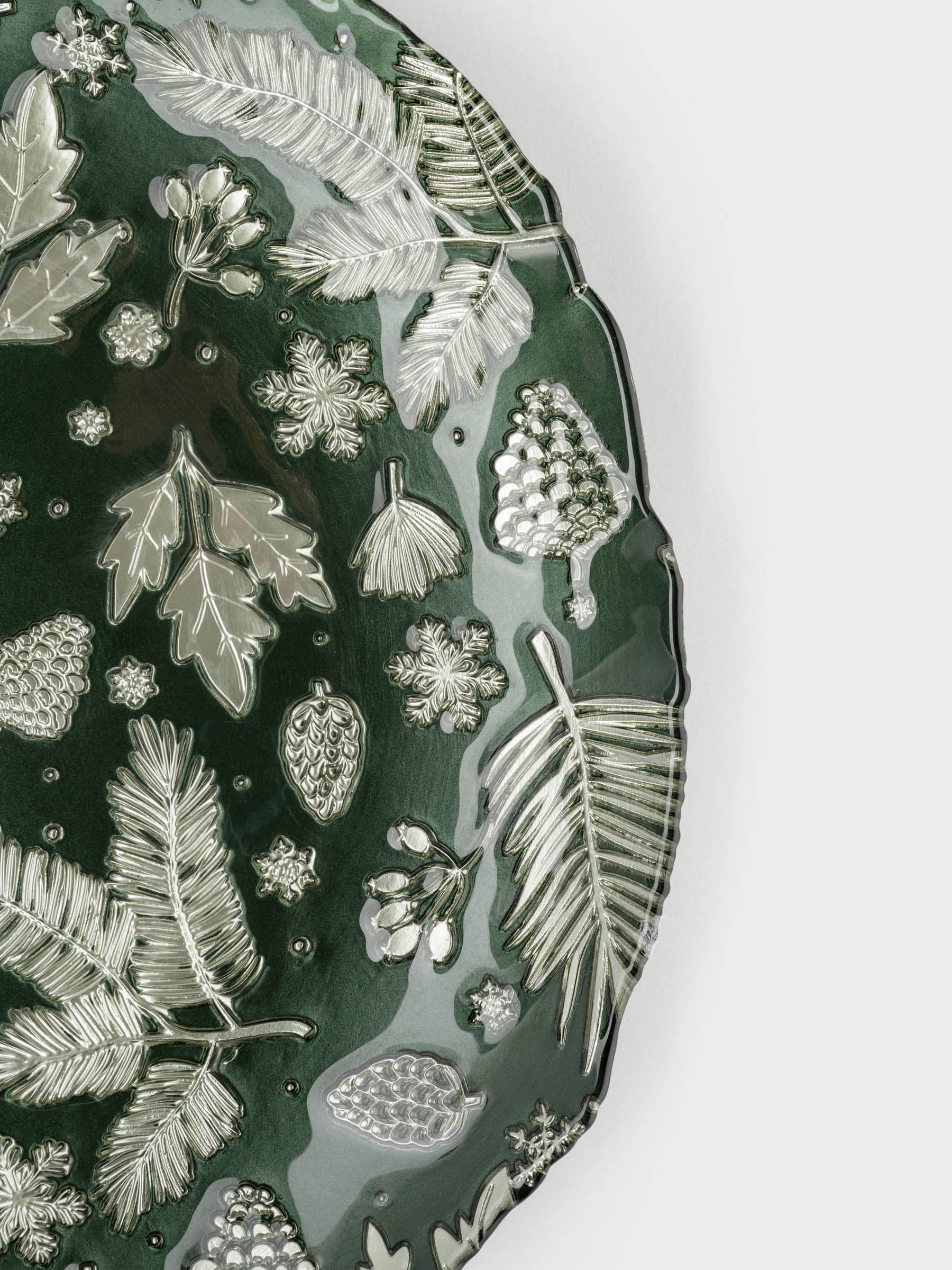 Блюдо, 33 см, стекло, зеленое, Еловые ветки, Granada