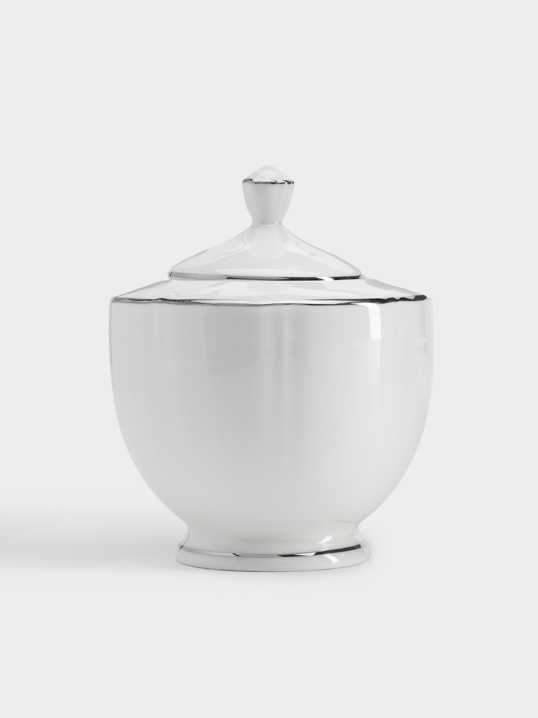 Сахарница, 10,5 см, 250 мл, фарфор F, белая, с серебристым кантом, Lotus silver