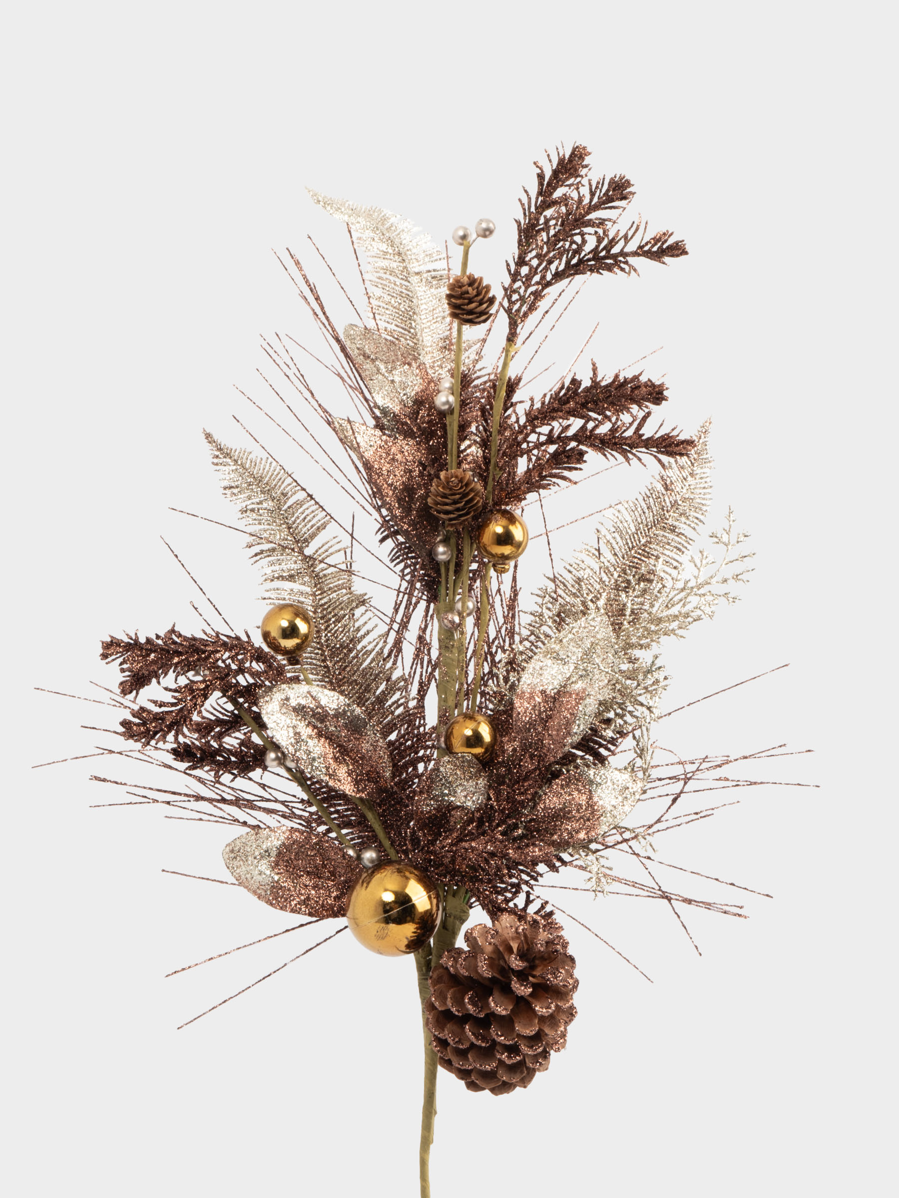 Ветка декоративная, 75 см, пенопласт, Золотые шары, Interior natural