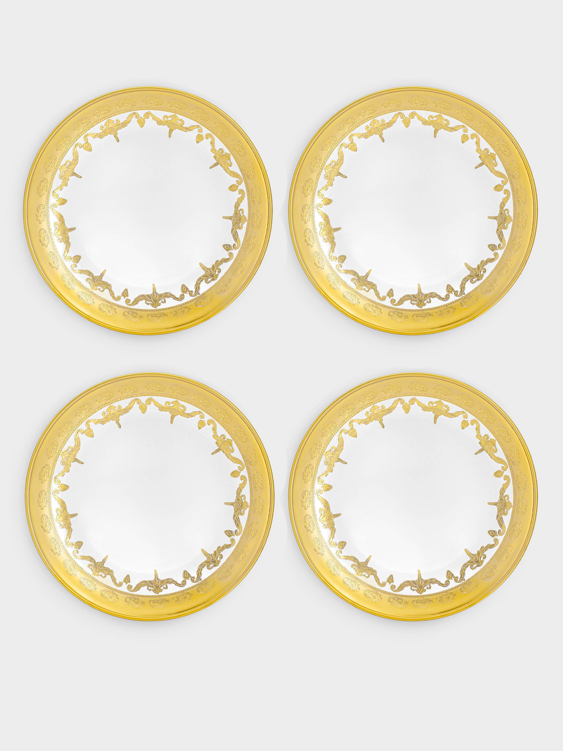 Тарелка суповая, 21,5х3 см, 4 шт, стекло, золотистая, Versailles