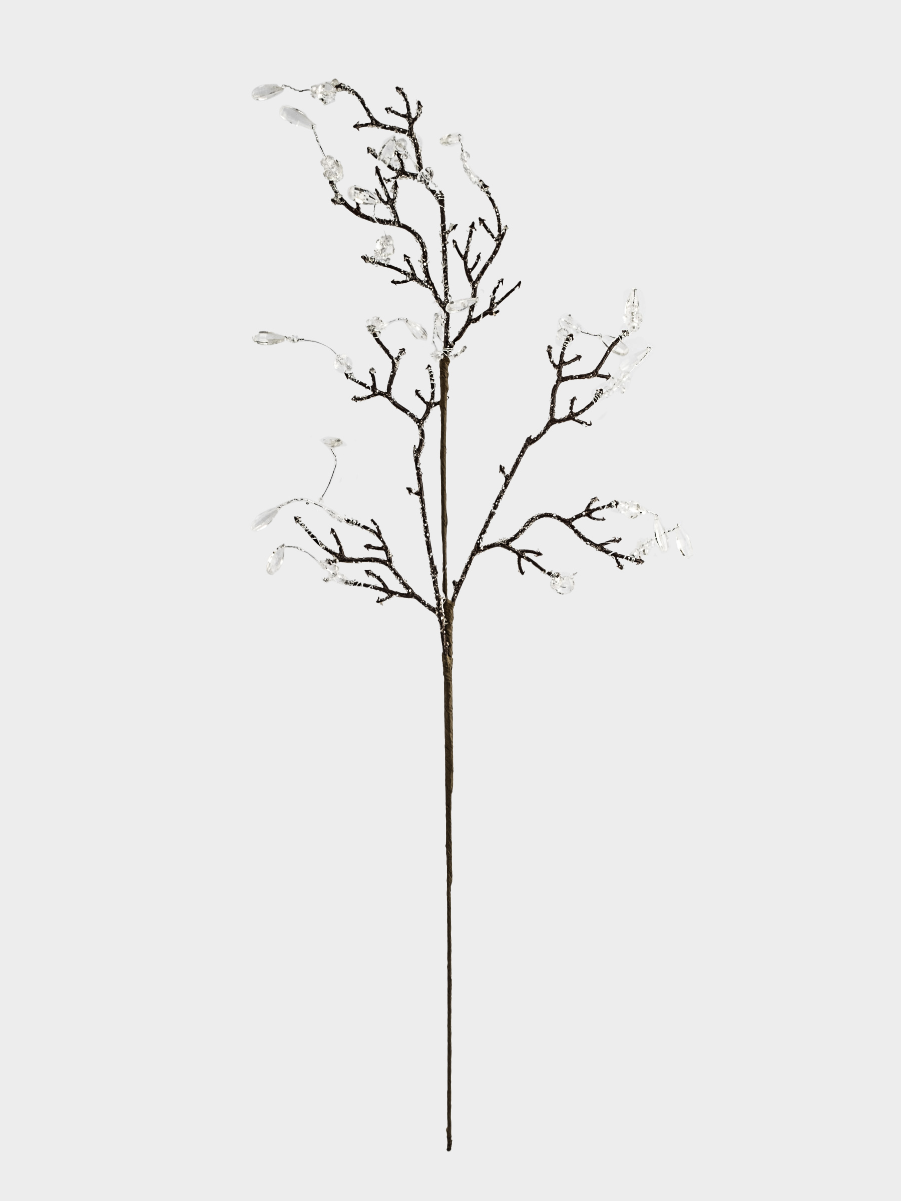Ветка декоративная, 65 см, акрил/пластик, серебристая, Белые кристаллы, Interior silver