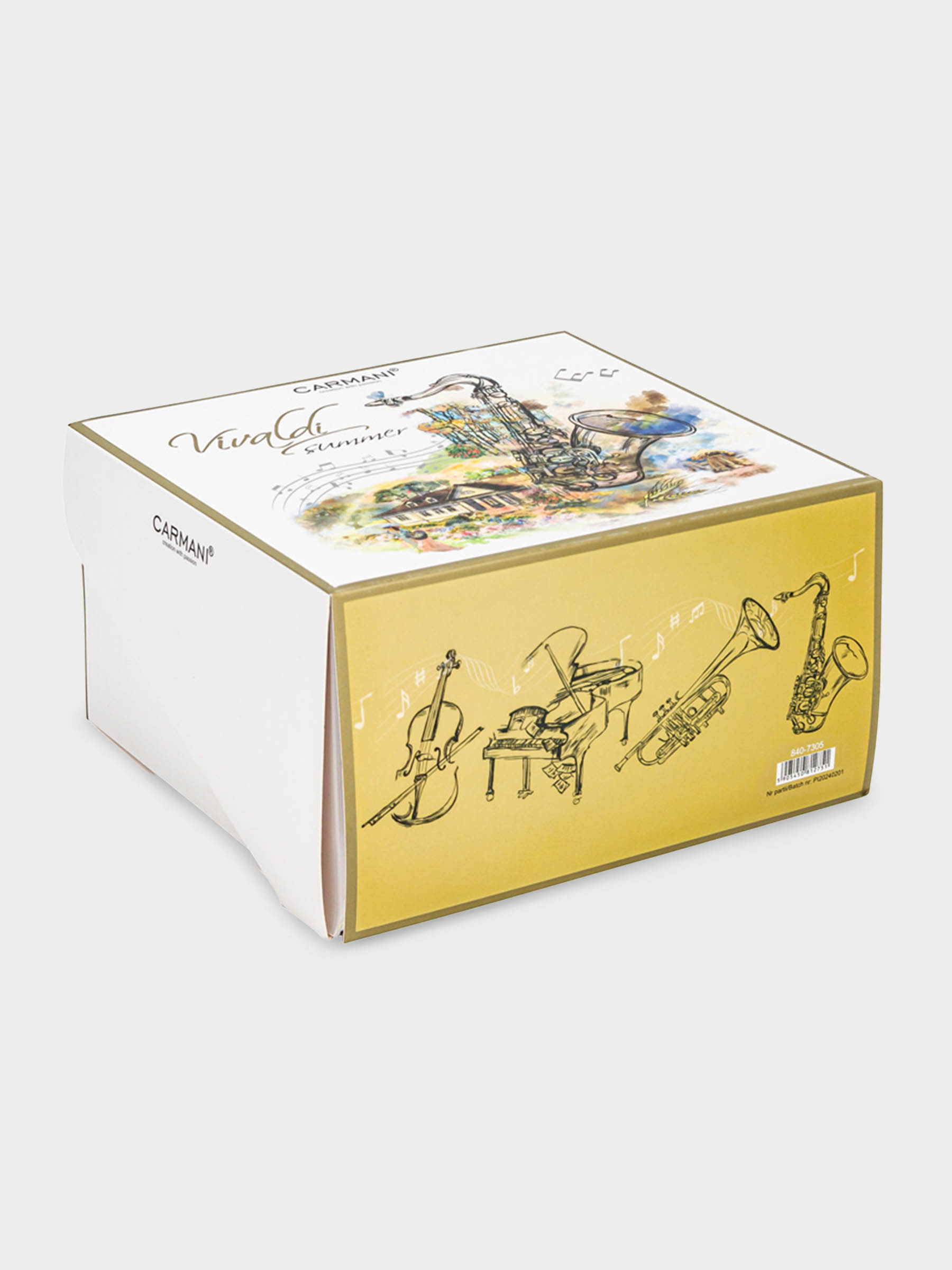 Кружка, 380 мл, фарфор F, белая, с желтым кантом, Лето, A. Vivaldi